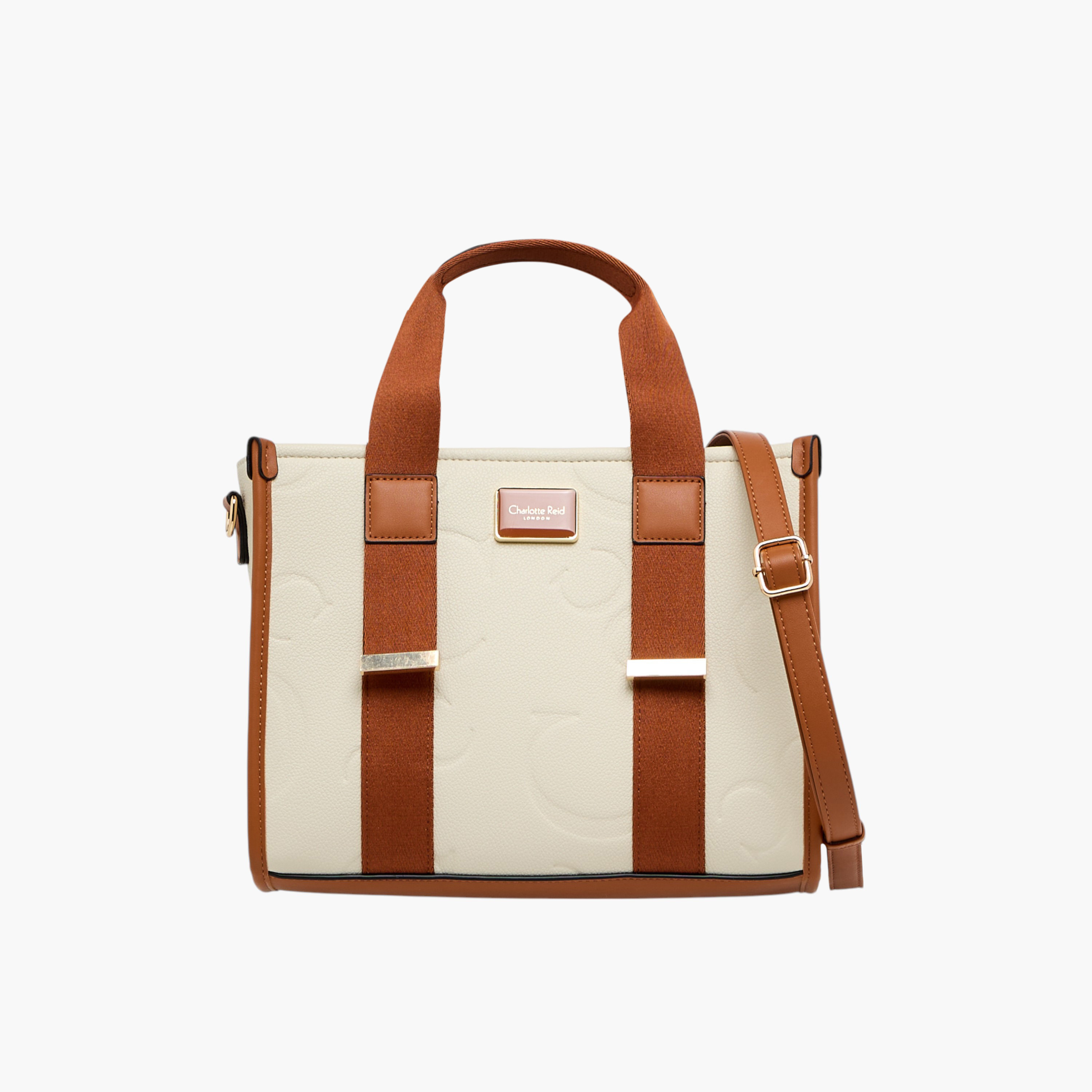 شنطة توت بحزام قابل للفصل وسحاب إغلاق ونقوش من شارلوت ريد-women-bagsandwallets-handbags-image-1