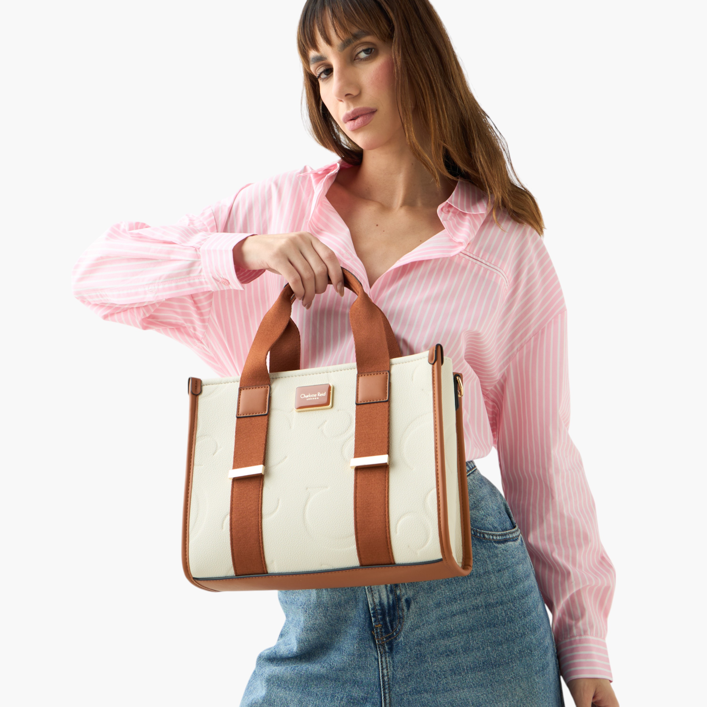 شنطة توت بحزام قابل للفصل وسحاب إغلاق ونقوش من شارلوت ريد-women-bagsandwallets-handbags-image-2