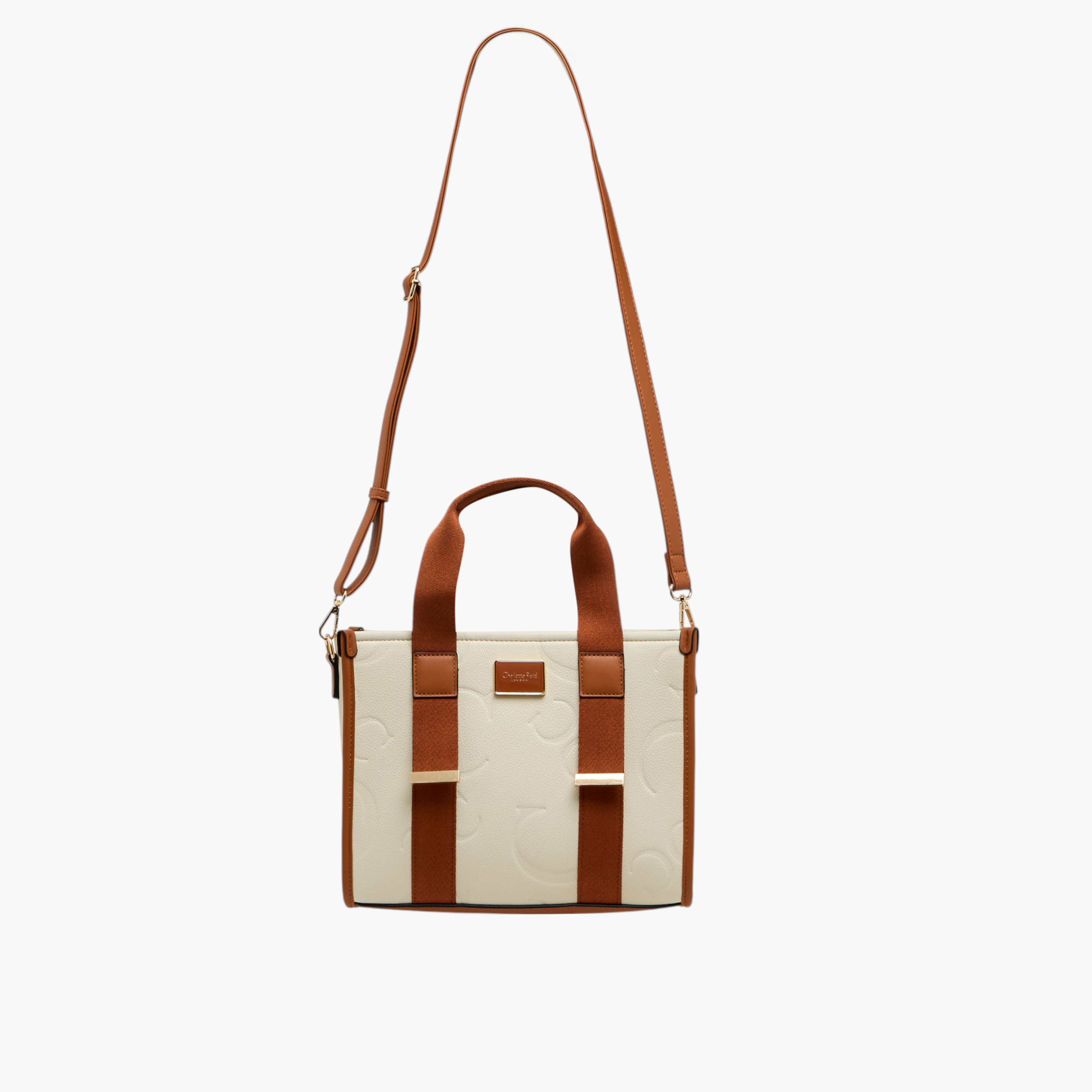 شنطة توت بحزام قابل للفصل وسحاب إغلاق ونقوش من شارلوت ريد-women-bagsandwallets-handbags-image-3