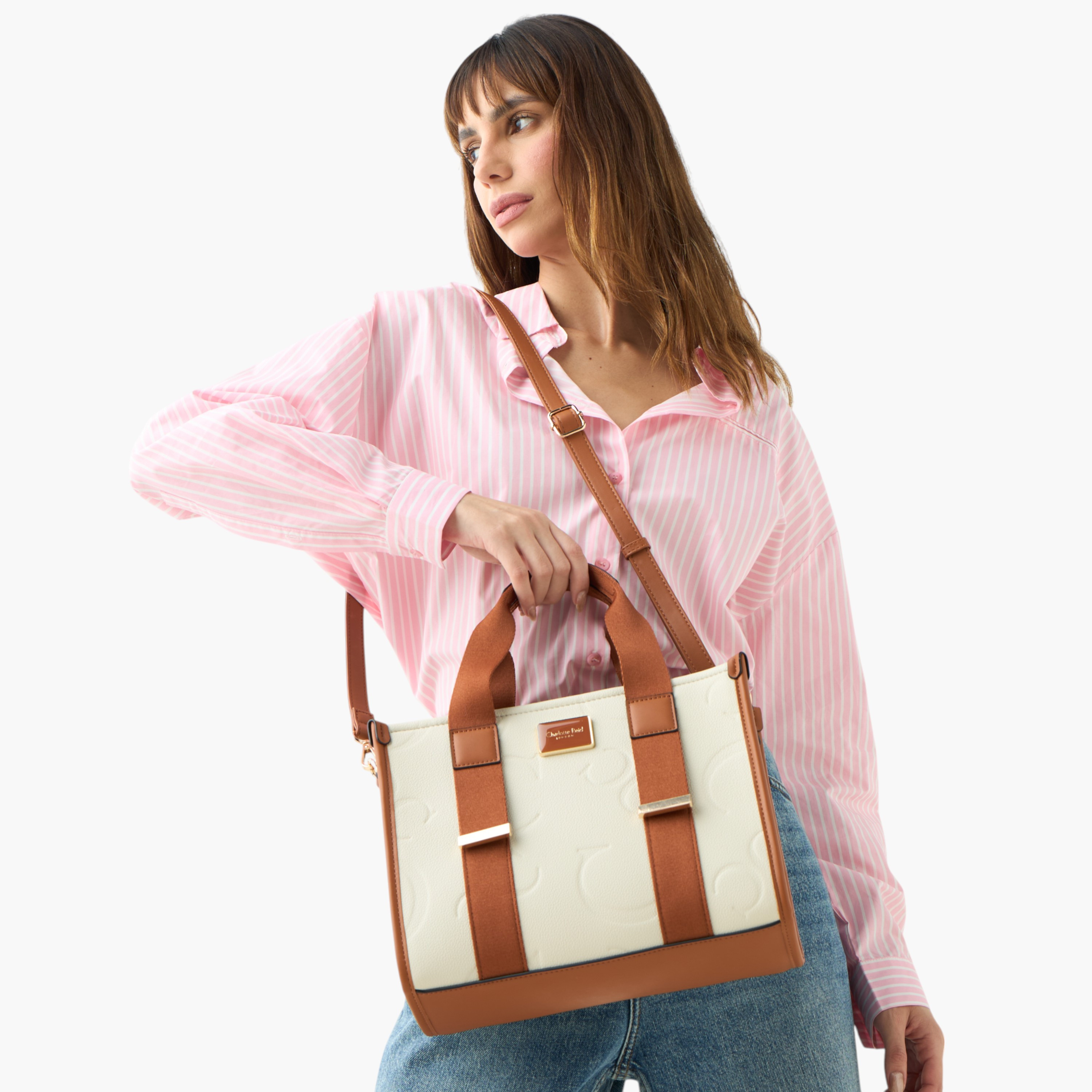 شنطة توت بحزام قابل للفصل وسحاب إغلاق ونقوش من شارلوت ريد-women-bagsandwallets-handbags-image-9