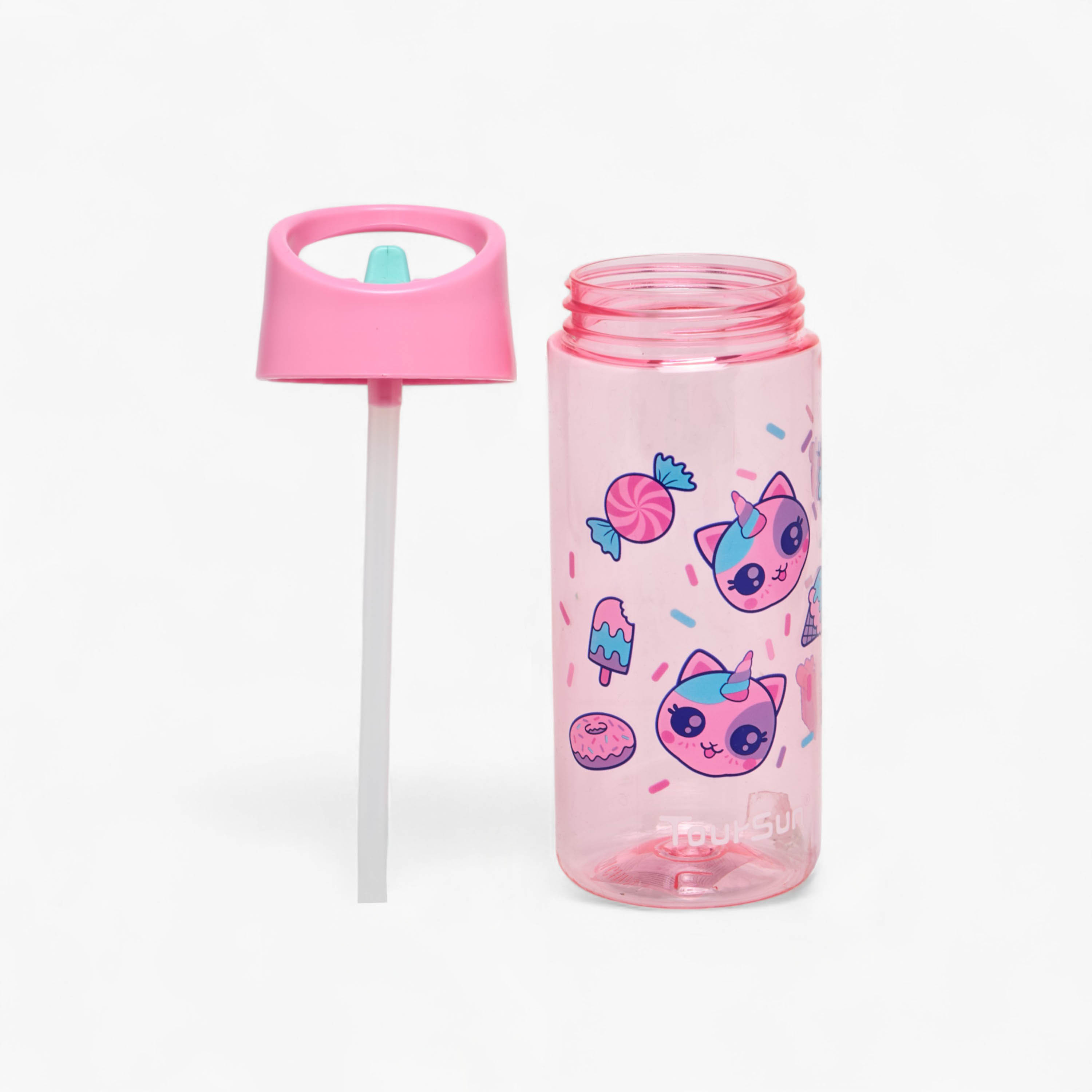Caticorn Print Sipper Water Bottle - 420 ml-school-waterbottles-image-2