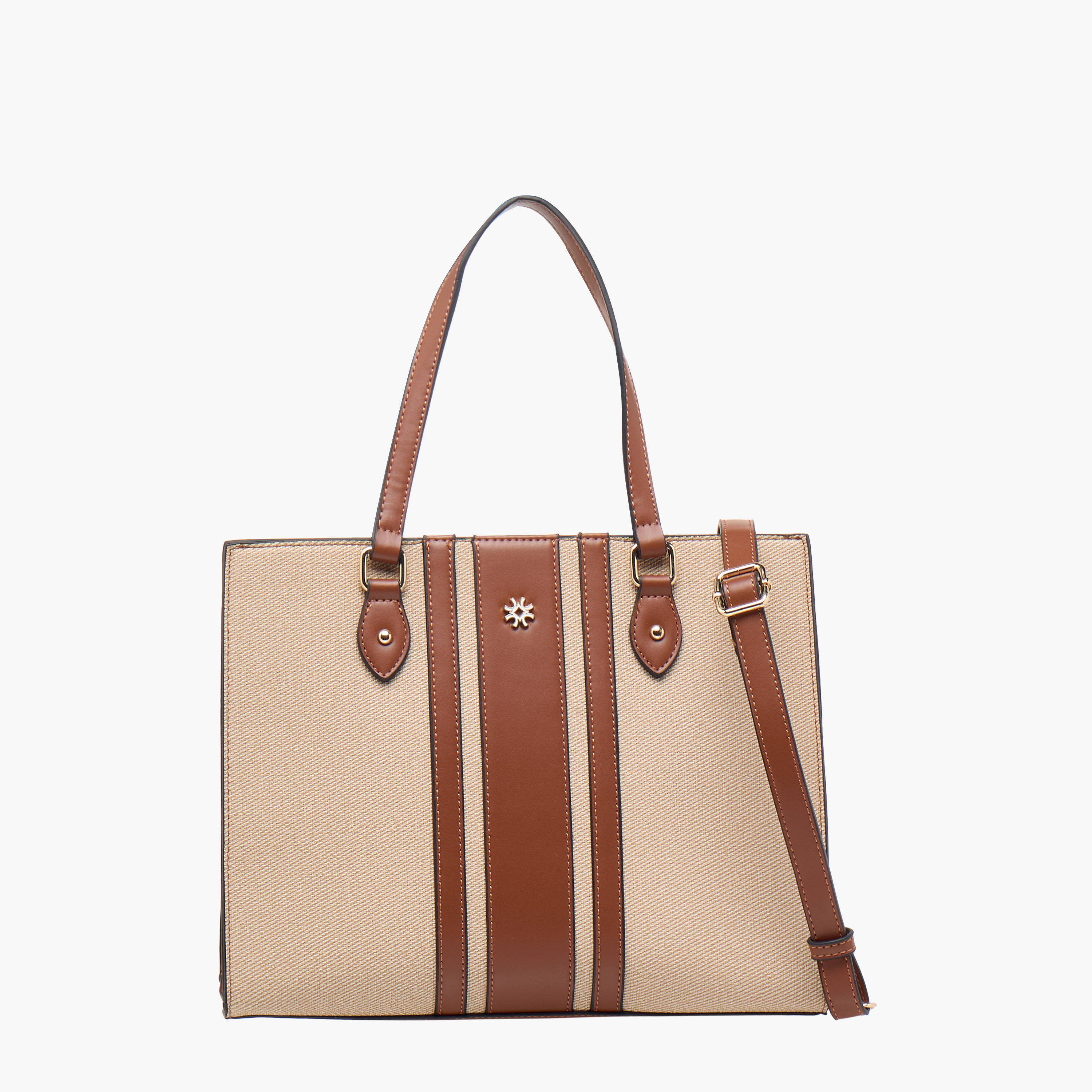 Sasha Textured Tote Bag with Double Handles and Zip Closure-women-bagsandwallets-handbags-image-1