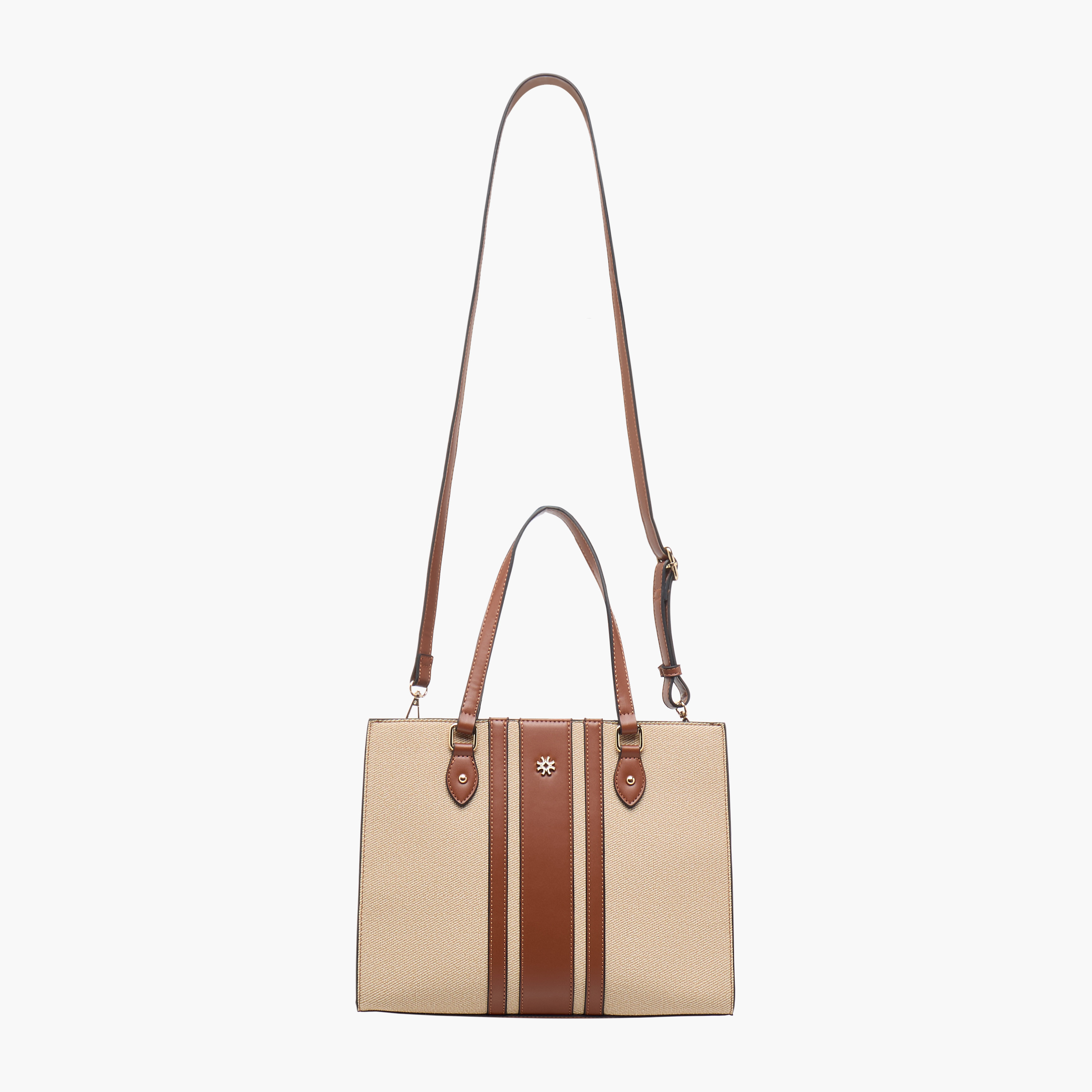 Sasha Textured Tote Bag with Double Handles and Zip Closure-women-bagsandwallets-handbags-image-3