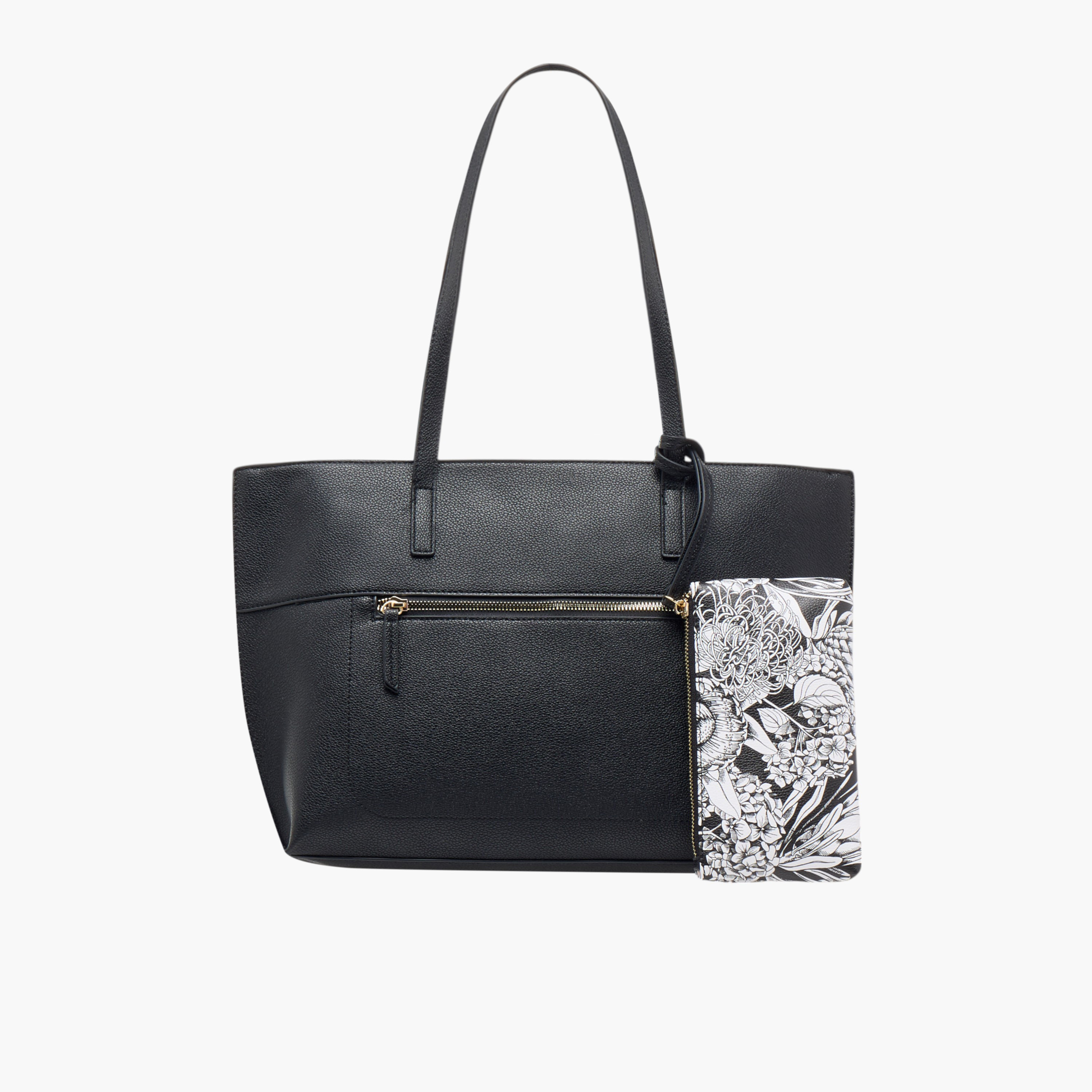 Sasha Solid Tote Bag with Double Handles and Pouch-women-bagsandwallets-handbags-image-1