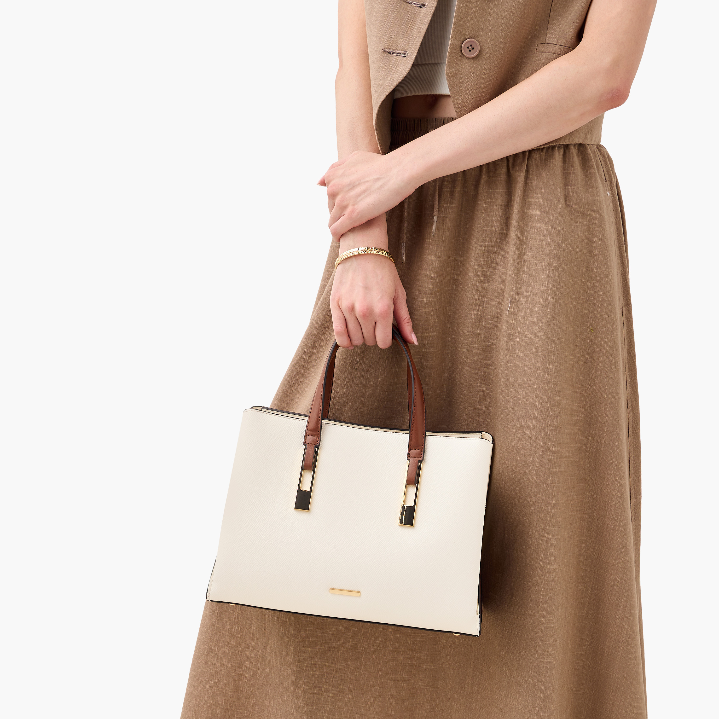 Sasha Solid Tote Bag with Double Handles and Detachable Strap-women-bagsandwallets-handbags-image-2