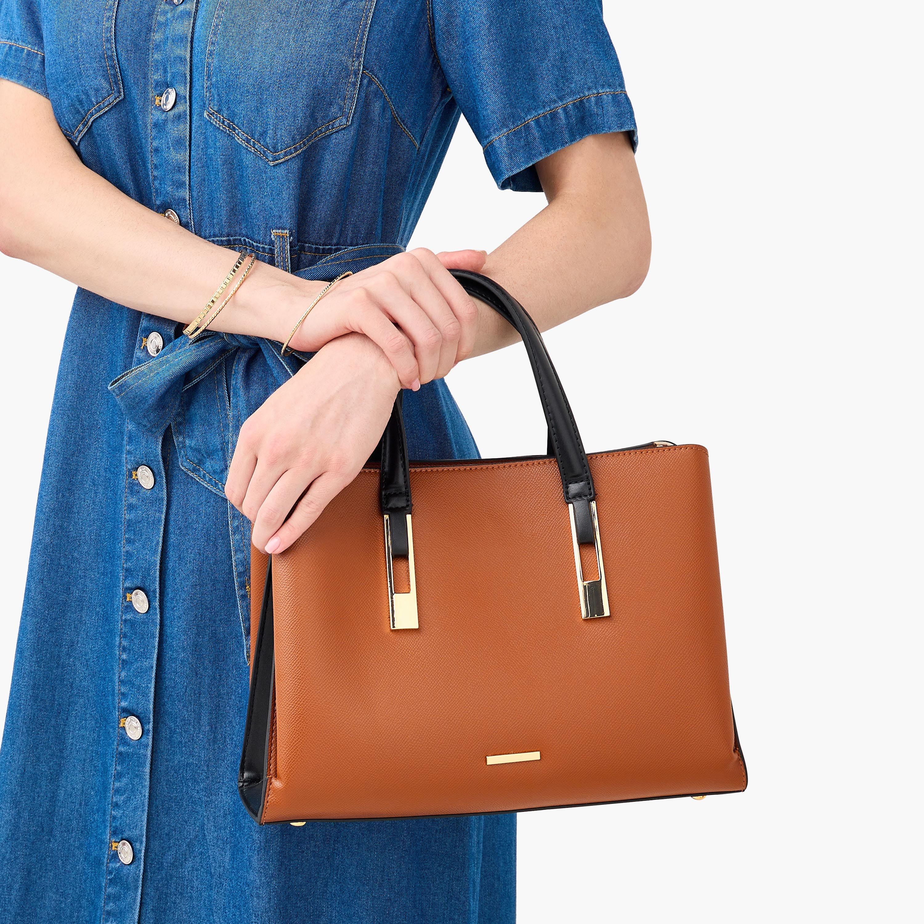 Sasha Textured Tote Bag with Double Handles and Detachable Strap-women-bagsandwallets-handbags-image-2
