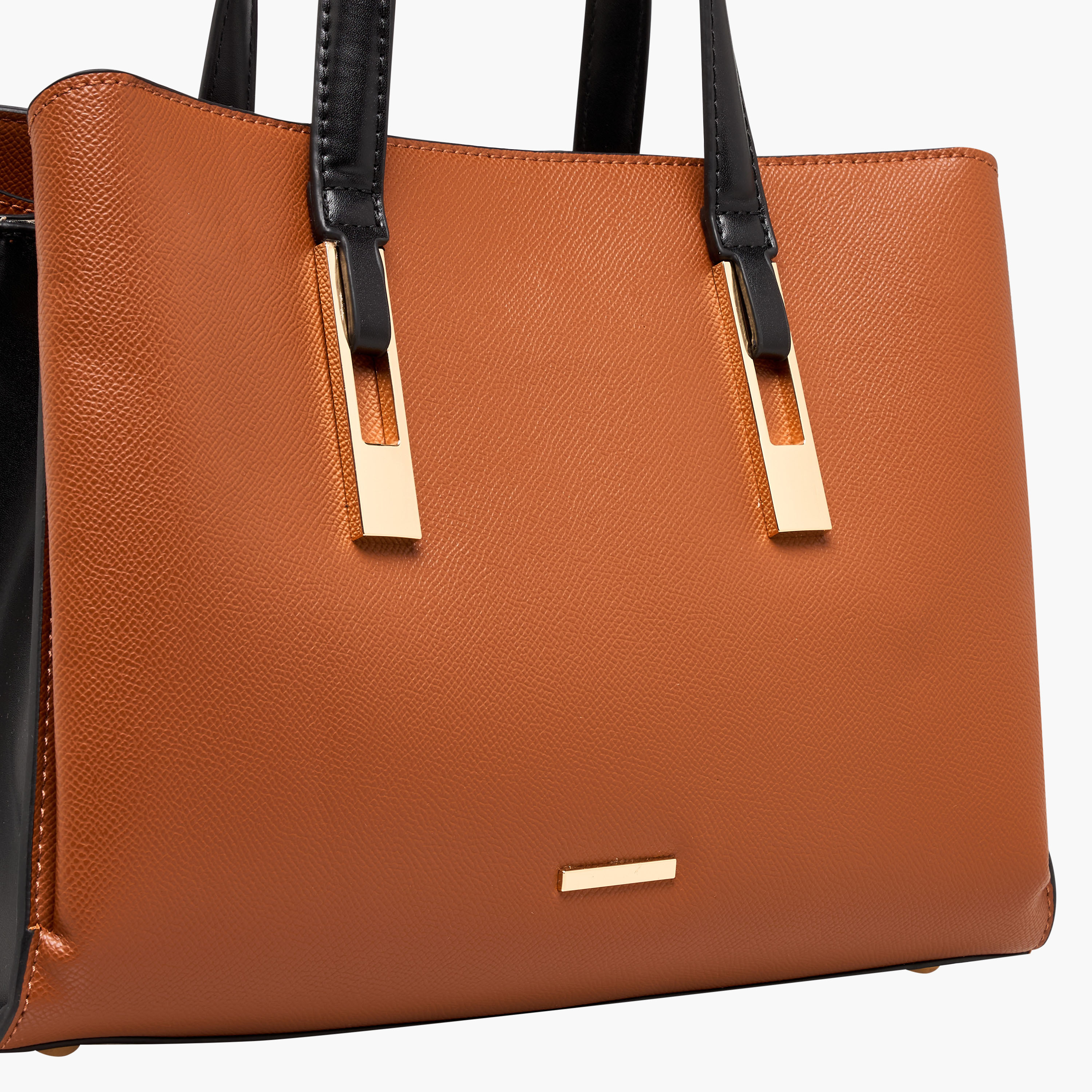 Sasha Textured Tote Bag with Double Handles and Detachable Strap-women-bagsandwallets-handbags-image-5