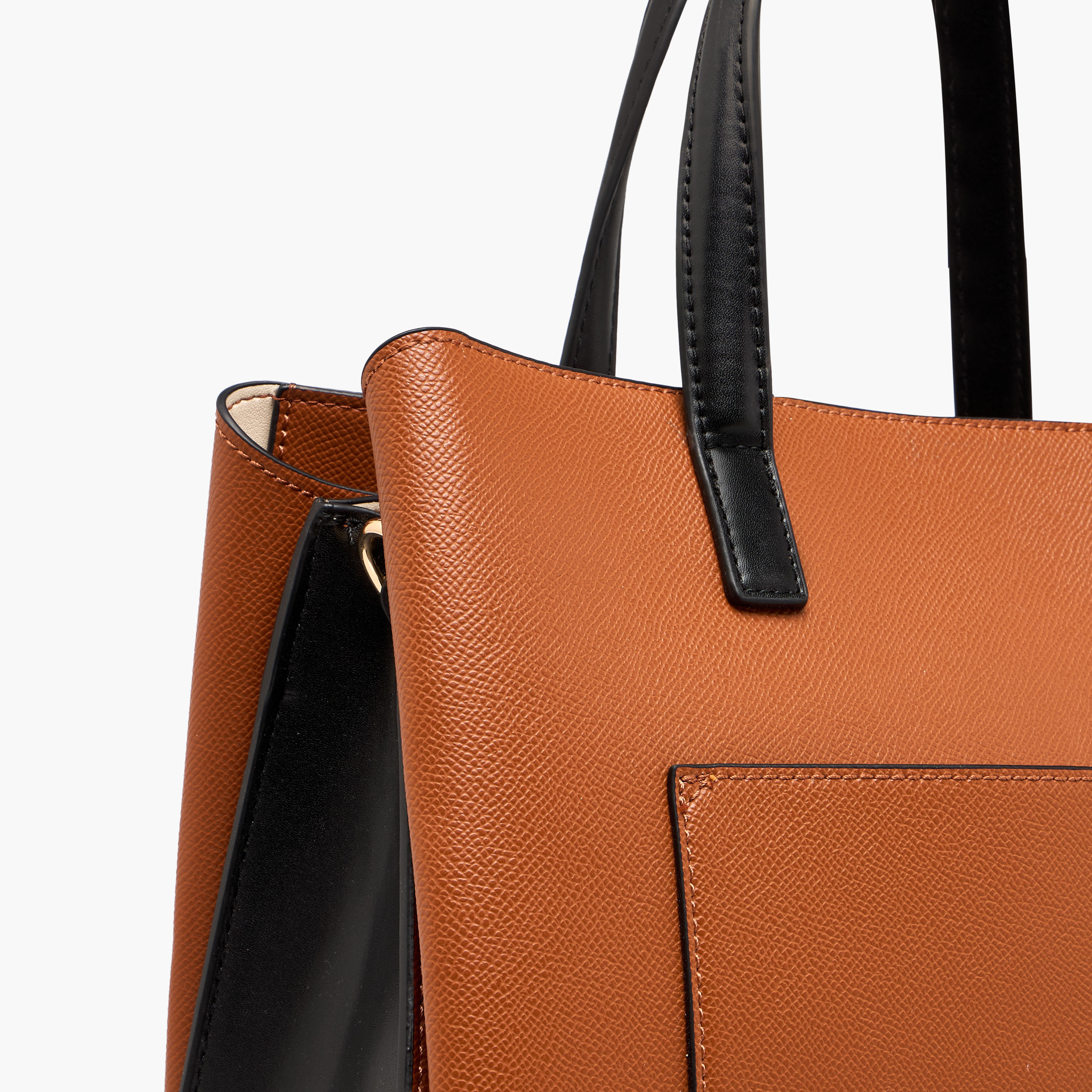 Sasha Textured Tote Bag with Double Handles and Detachable Strap-women-bagsandwallets-handbags-image-6