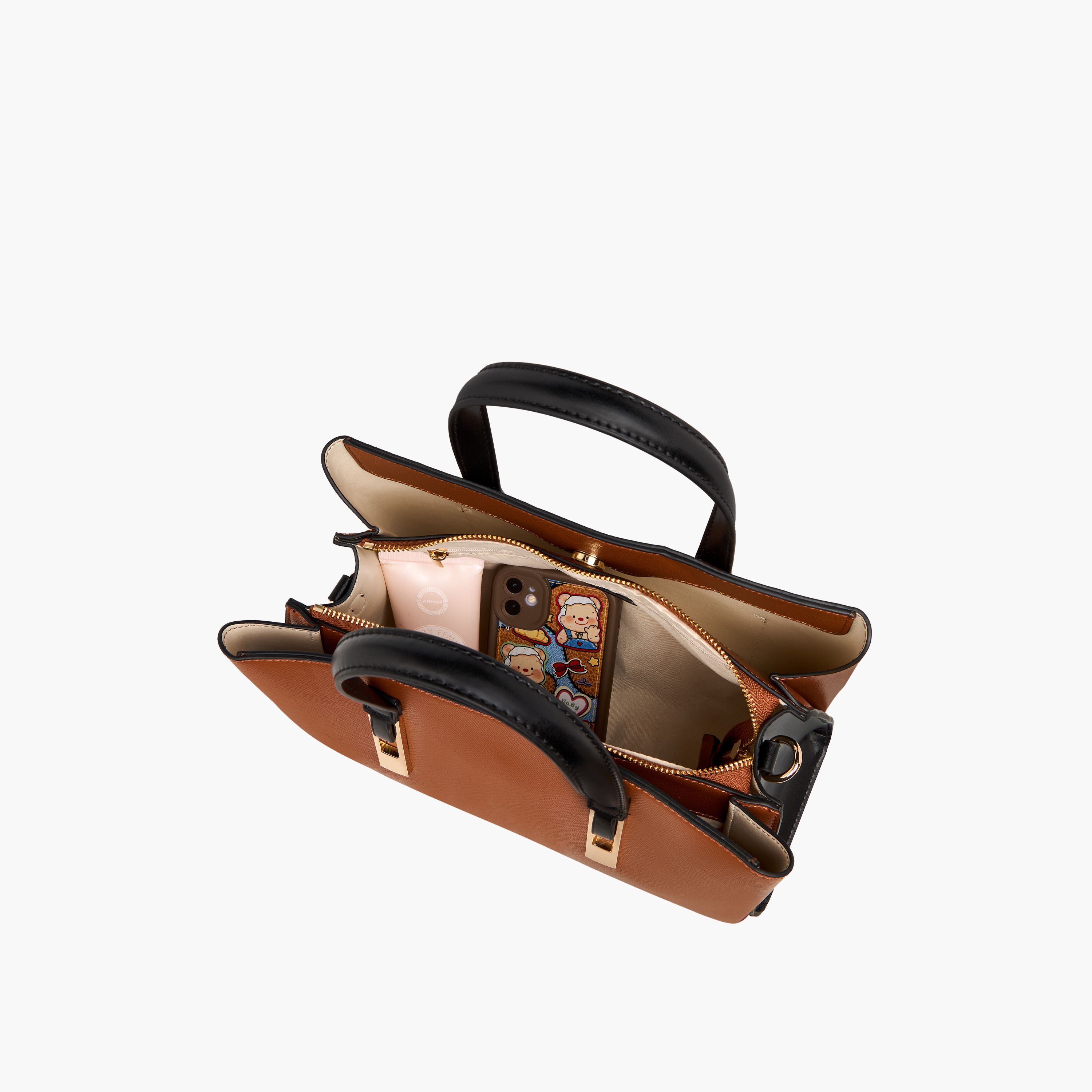 Sasha Textured Tote Bag with Double Handles and Detachable Strap-women-bagsandwallets-handbags-image-8