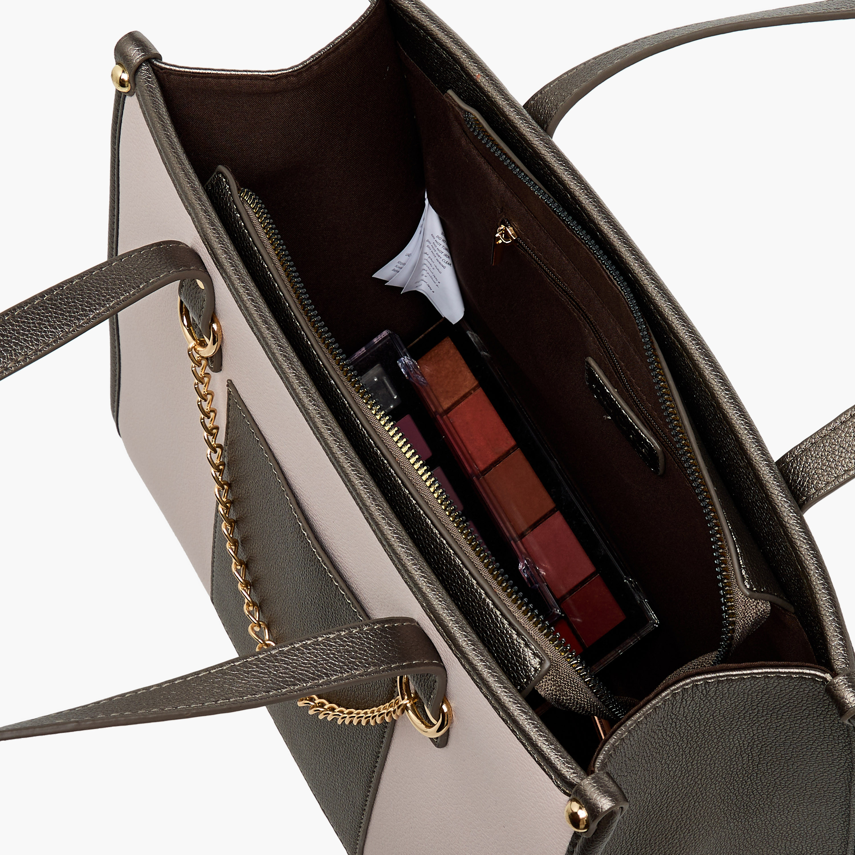 شنطة توتي بقوالب ملونة وتفاصيل سلسلة ومقابض مزدوجة من أدور-women-bagsandwallets-handbags-image-8