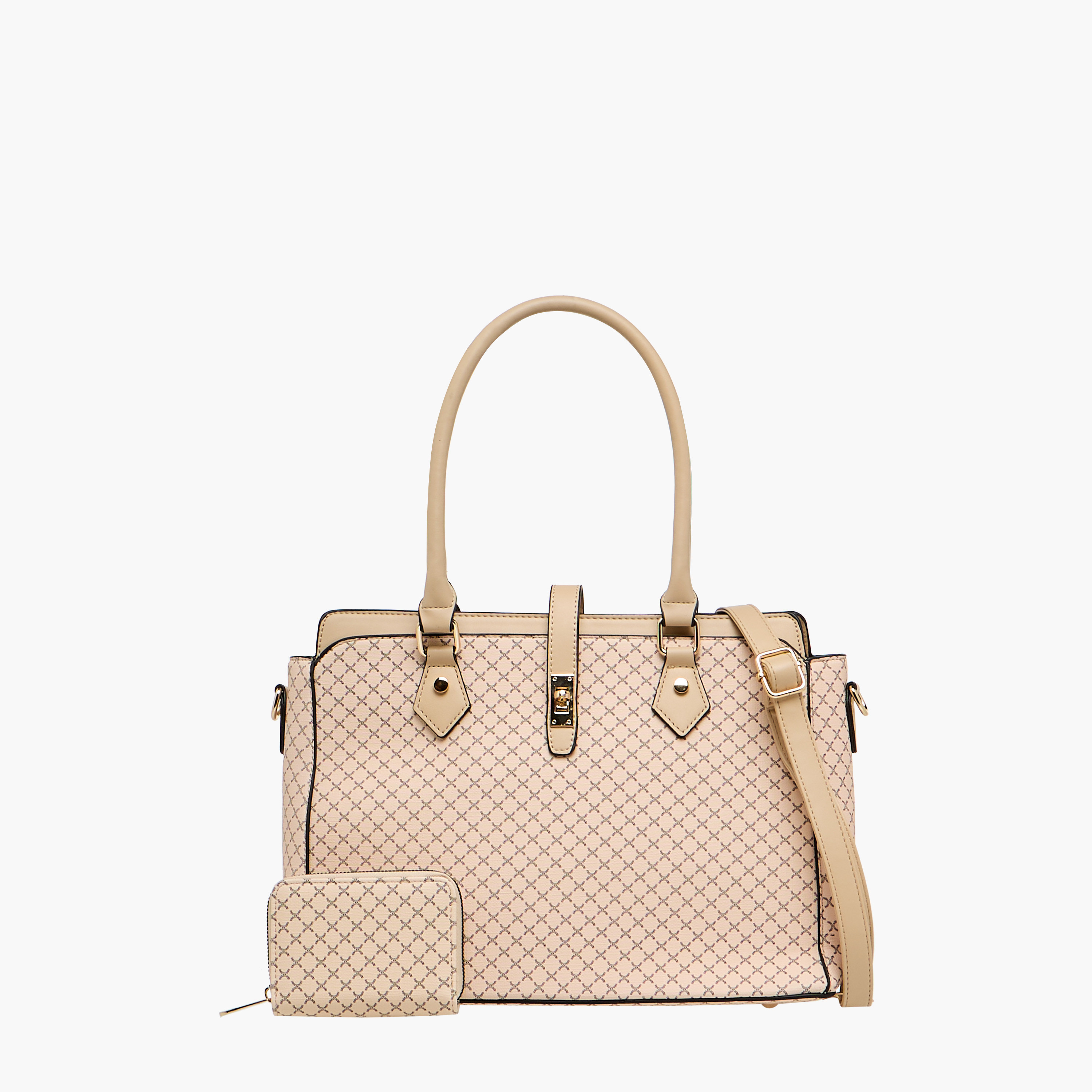 شنطة توت بحزام قابل للفصل وطبعات مع محفظة من ساشا-women-bagsandwallets-handbags-image-1