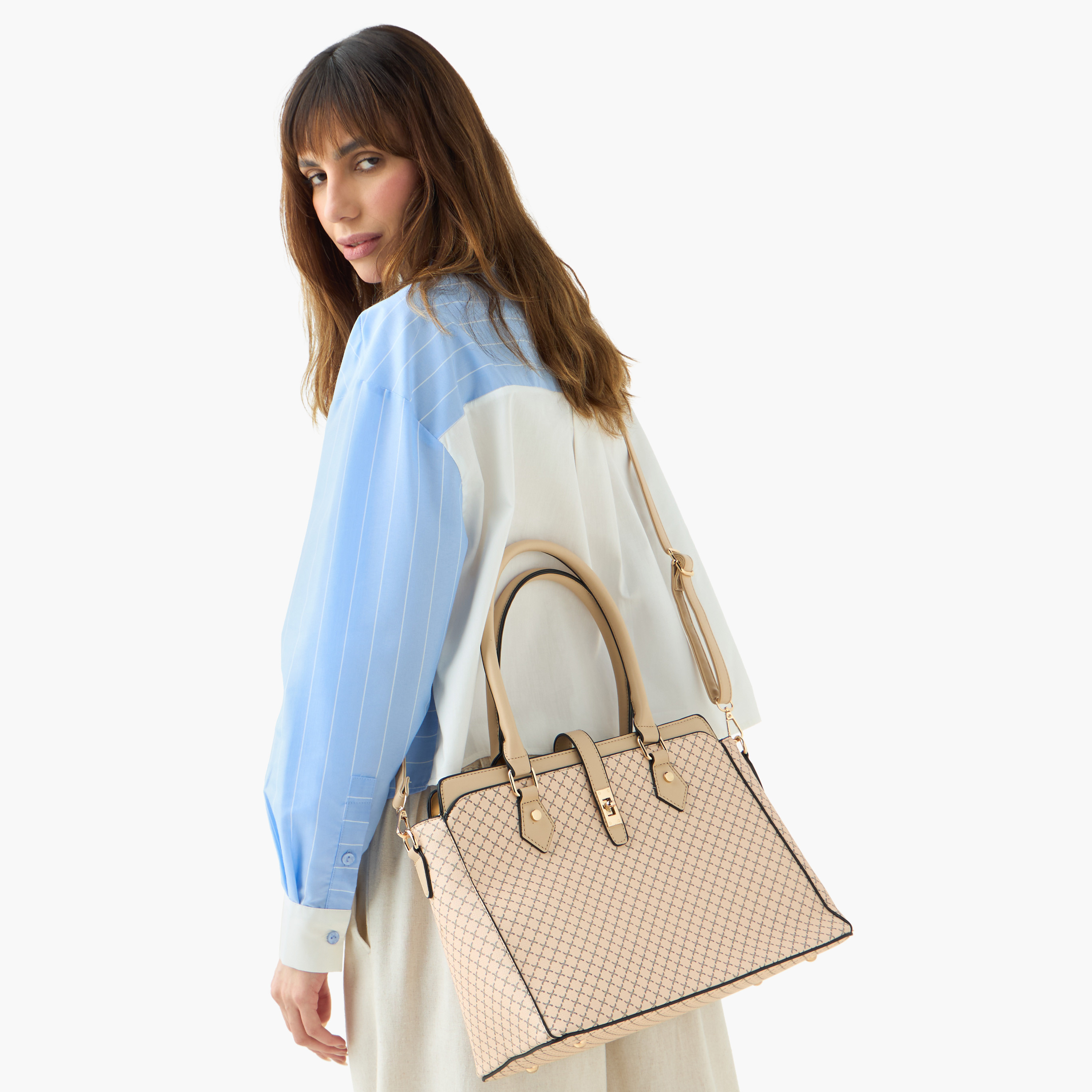 شنطة توت بحزام قابل للفصل وطبعات مع محفظة من ساشا-women-bagsandwallets-handbags-image-4