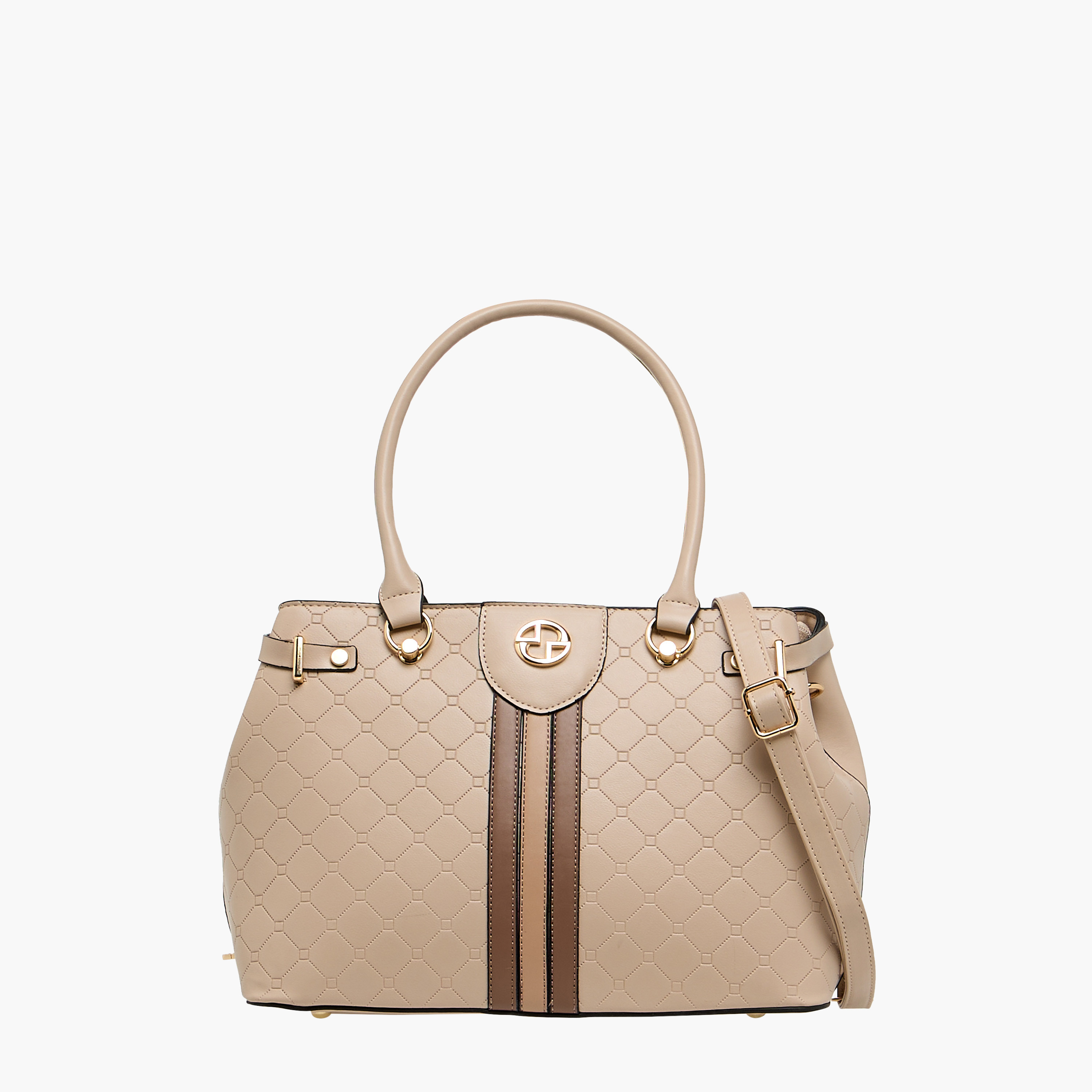 شنطة توت منقوشة بحزام قابل للتعديل وبسحاب إغلاق من ساشا-women-bagsandwallets-handbags-image-1