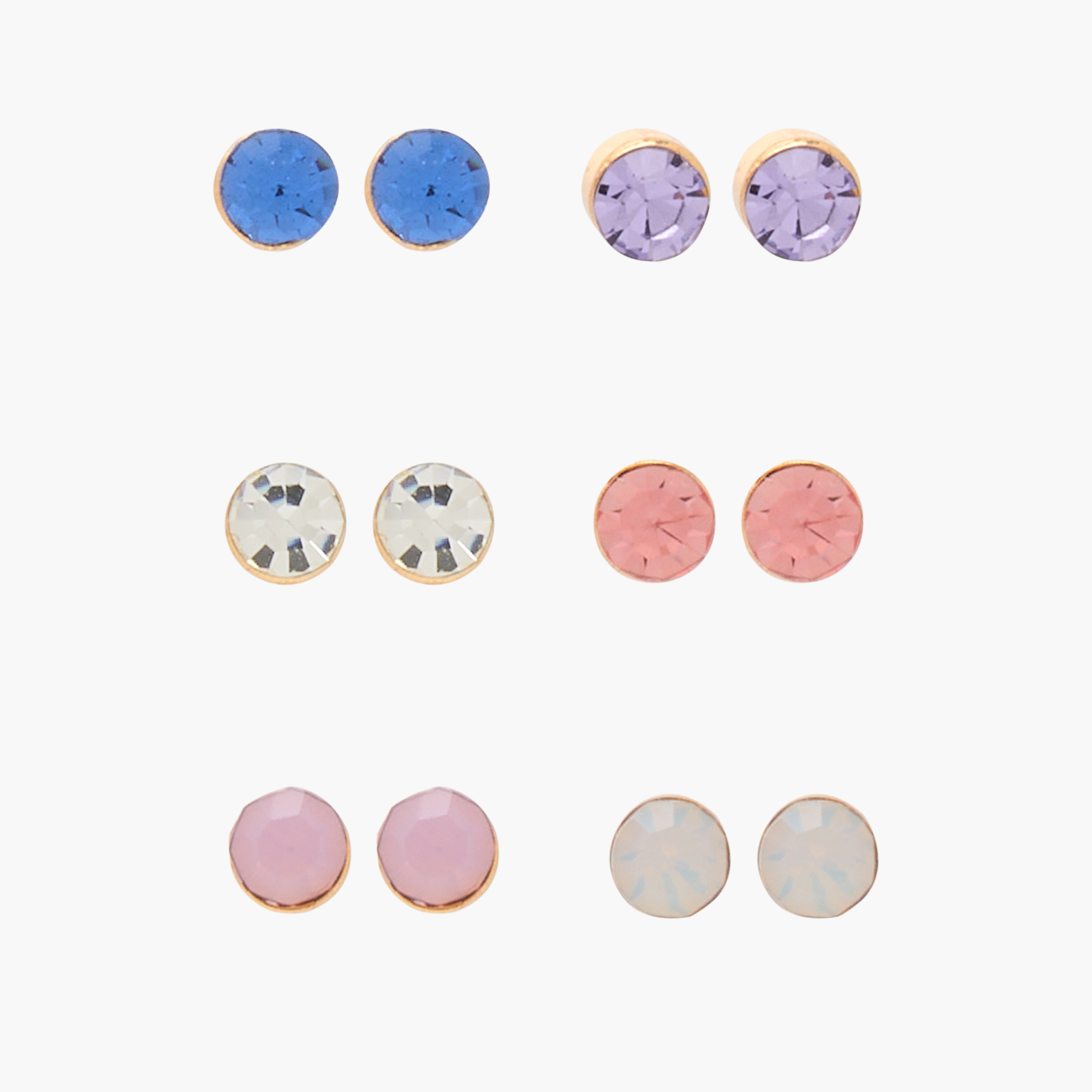 Embellished Stud Earrings with Pushback Closure - Set of 6-women-watchesandjewellery-jewellery-earrings-image-1