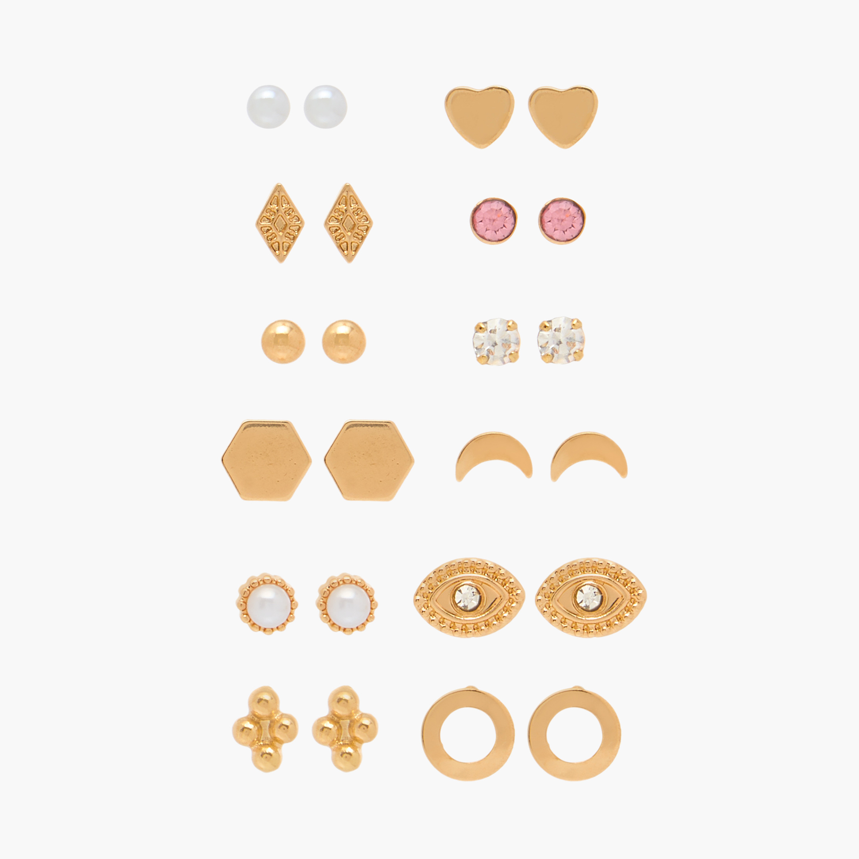 Assorted Stud Earrings with Pushback Closure - Set of 12-women-watchesandjewellery-jewellery-earrings-image-1