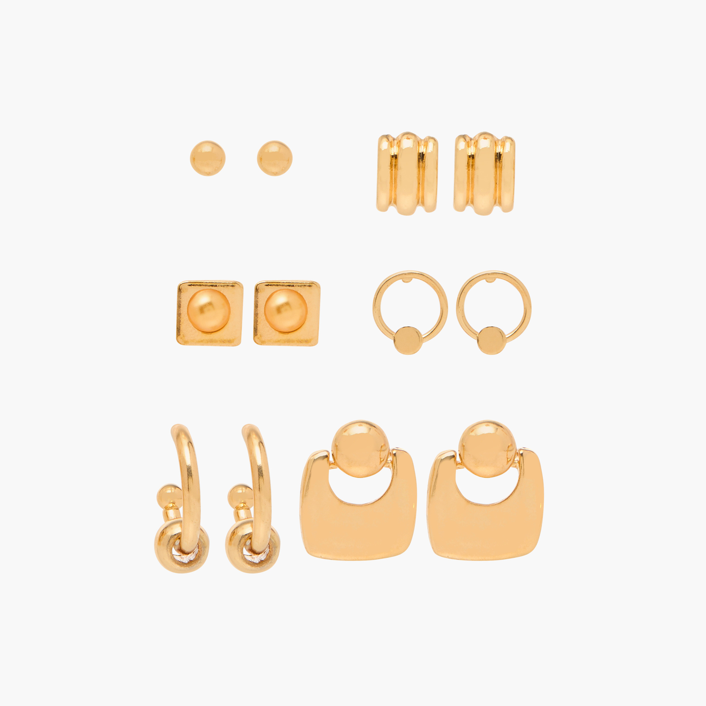 Assorted Metallic Earrings with Pushback Closure - Set of 6-women-watchesandjewellery-jewellery-earrings-image-1
