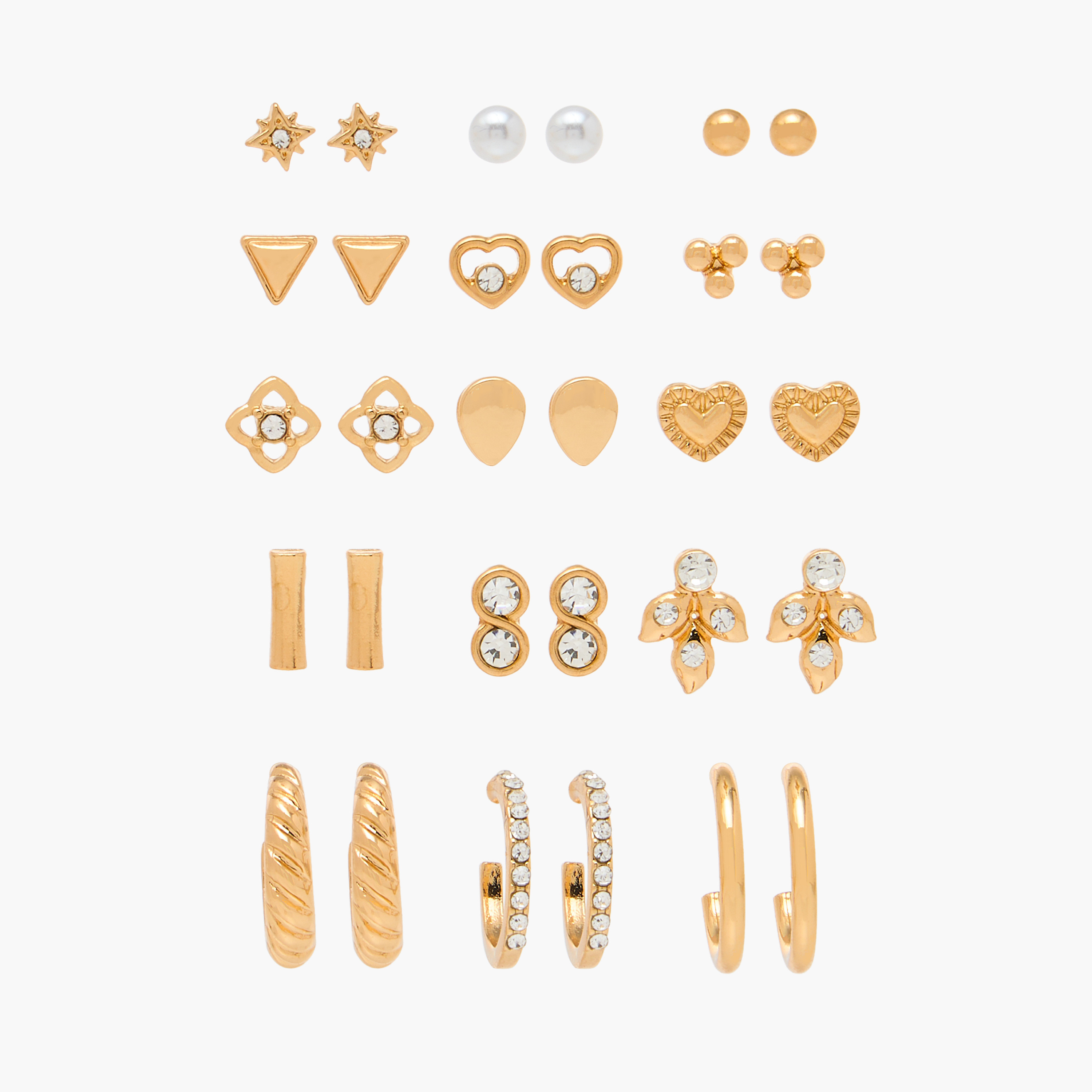 Metallic Earrings with Pushback Closure - Set of 15-women-watchesandjewellery-jewellery-earrings-image-1