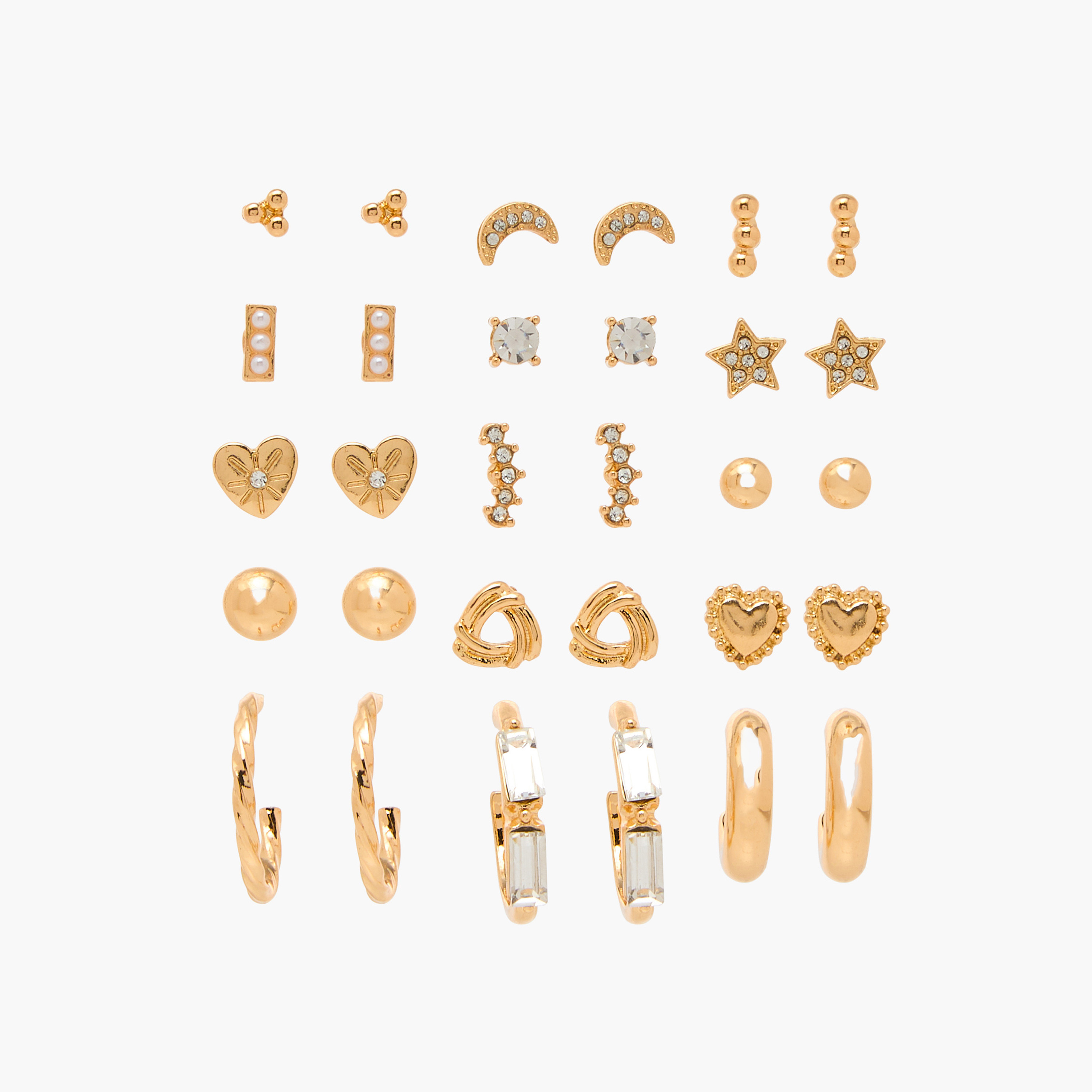 Metallic Earrings with Pushback Closure - Set of 15-women-watchesandjewellery-jewellery-earrings-image-1