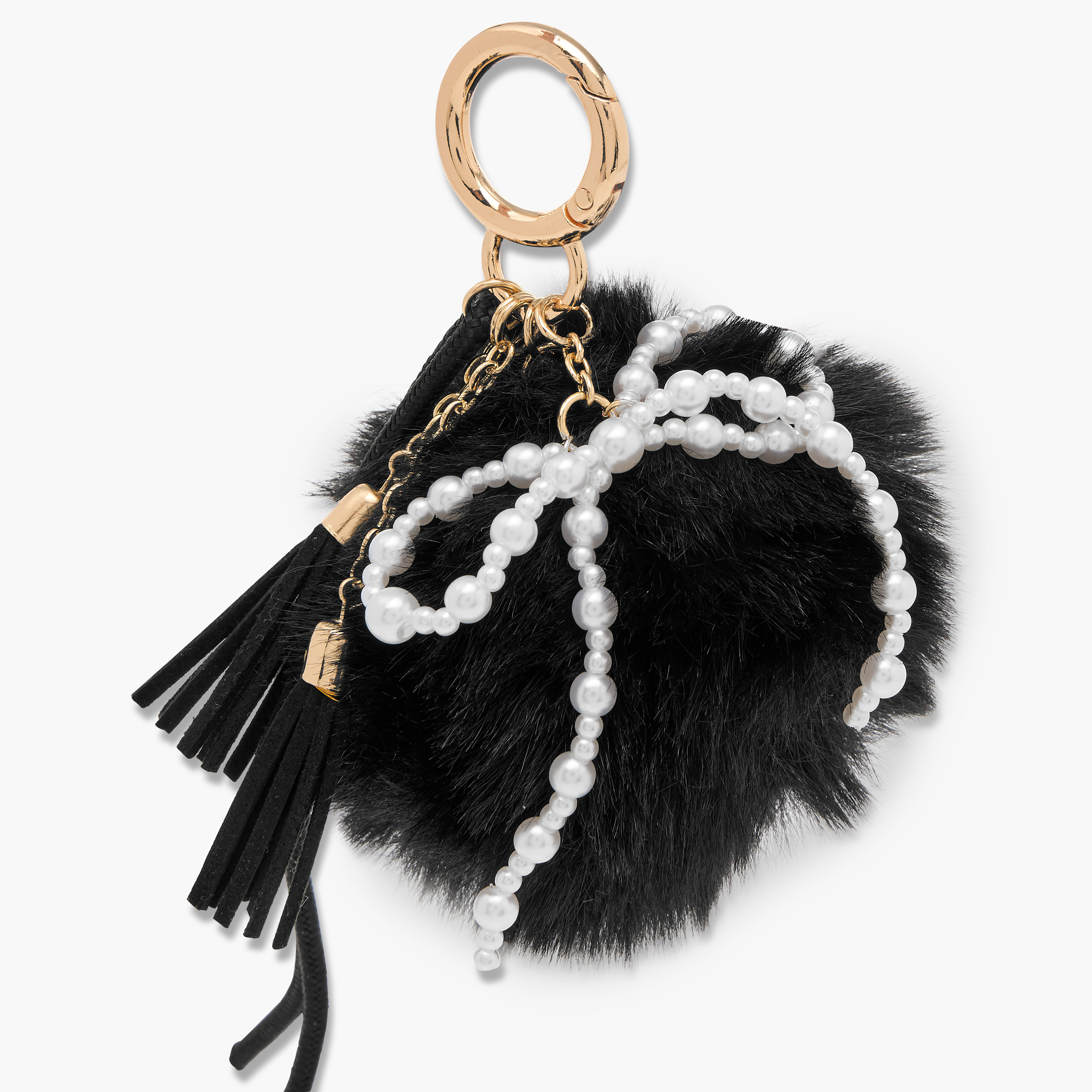 Faux Fur Pom-Pom Keychain with Charm Accents-girls-accessories-keyringsandbagcharms-image-3
