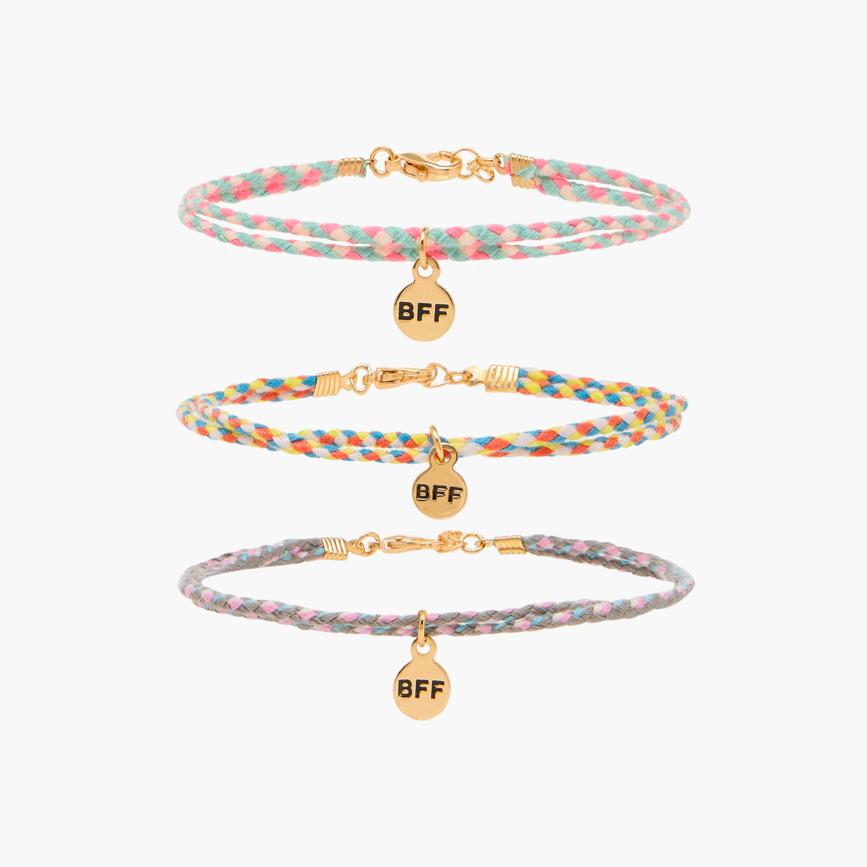 BFF Charm Bracelet with Lobster Clasp Closure - Set of 3-women-watchesandjewellery-jewellery-banglesandbracelets-image-1