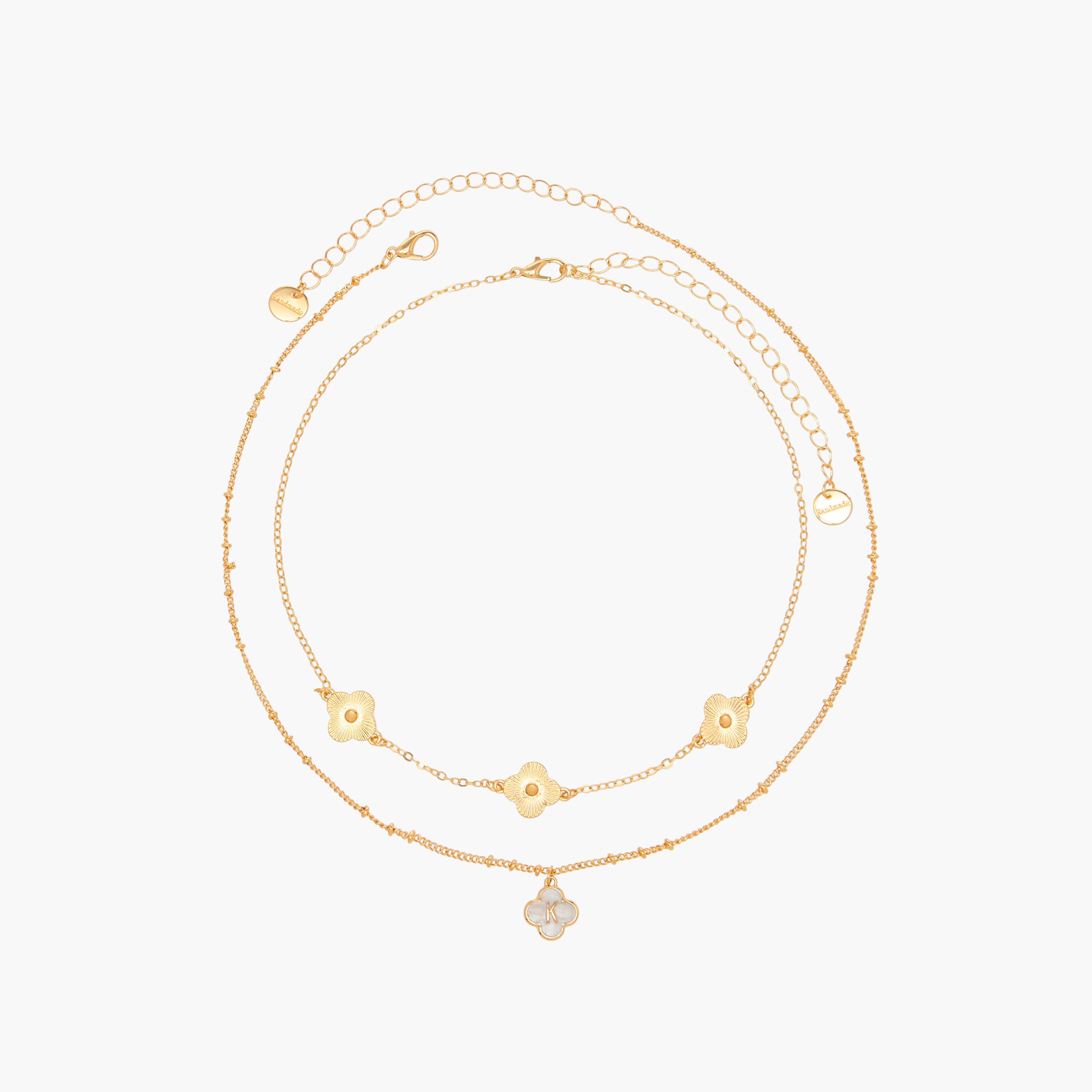 عقد مزين بزهور متنوّعة مع مشبك إغلاق - طقم من قطعتين-women-watchesandjewellery-jewellery-necklacesandpendants-image-1