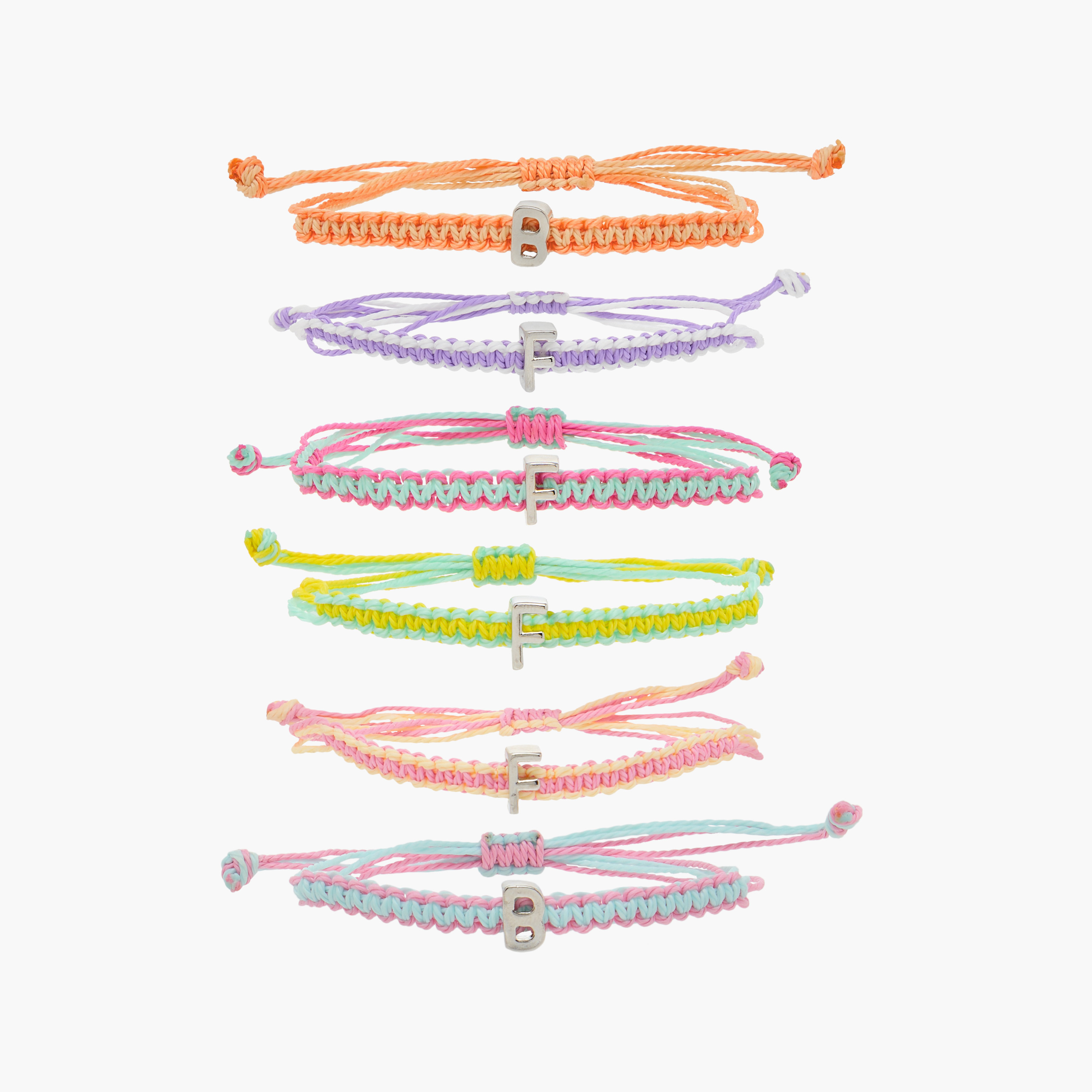Thread Bracelets with Initial Charm and Slider Closure - Set of 6-women-watchesandjewellery-jewellery-banglesandbracelets-image-1