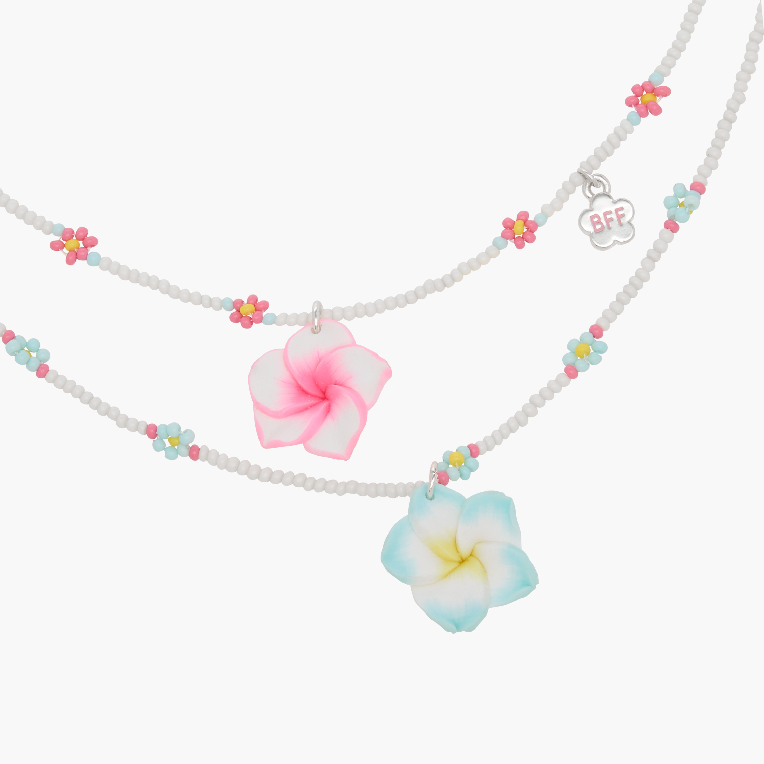Floral Beaded BFF Necklace with Lobster Clasp Closure - Set of 2-women-watchesandjewellery-jewellery-necklacesandpendants-image-4