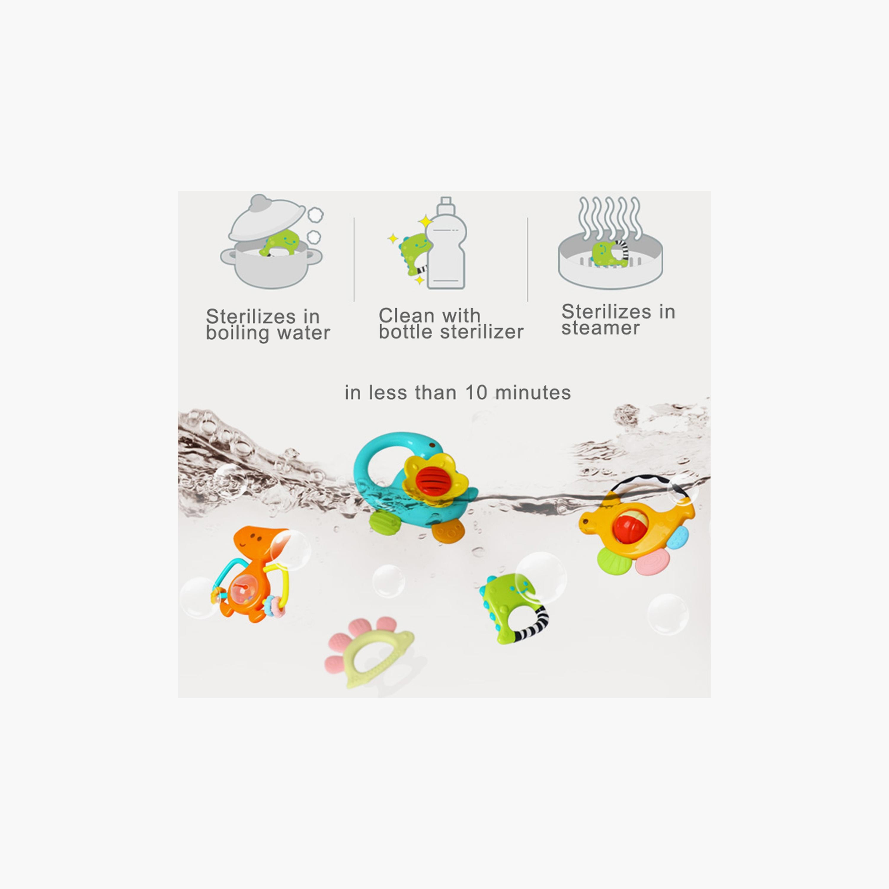 Hola 5-Piece 5-Stages Dinosaur Rattles Teether Gift Set - 3 Months+-toys-babyandtoddlertoys-rattlesandteethers-image-10