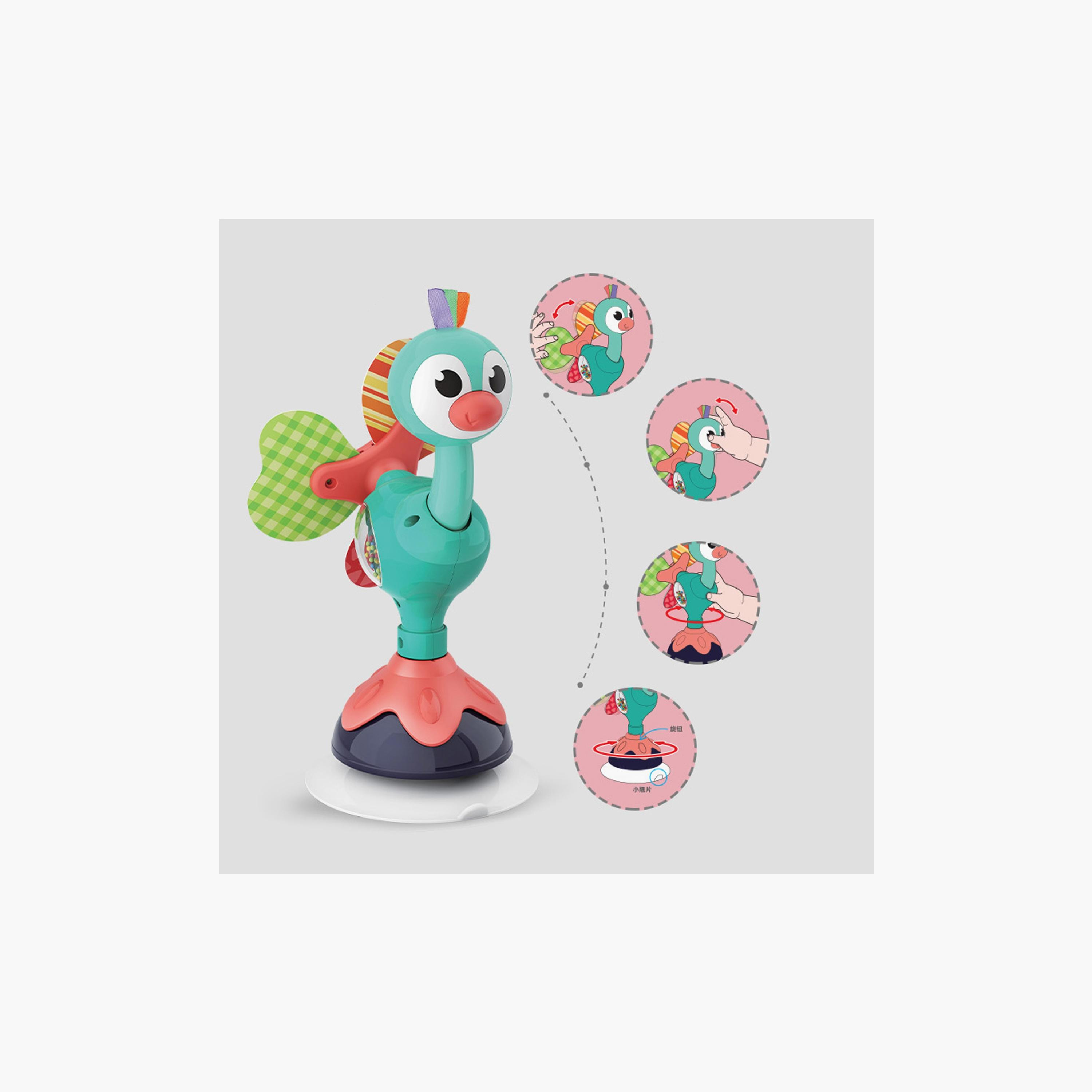 Hola Peacock Highchair Toy with Suction Mealtime Toys - 6 Months+-toys-babyandtoddlertoys-learningtoys-image-5