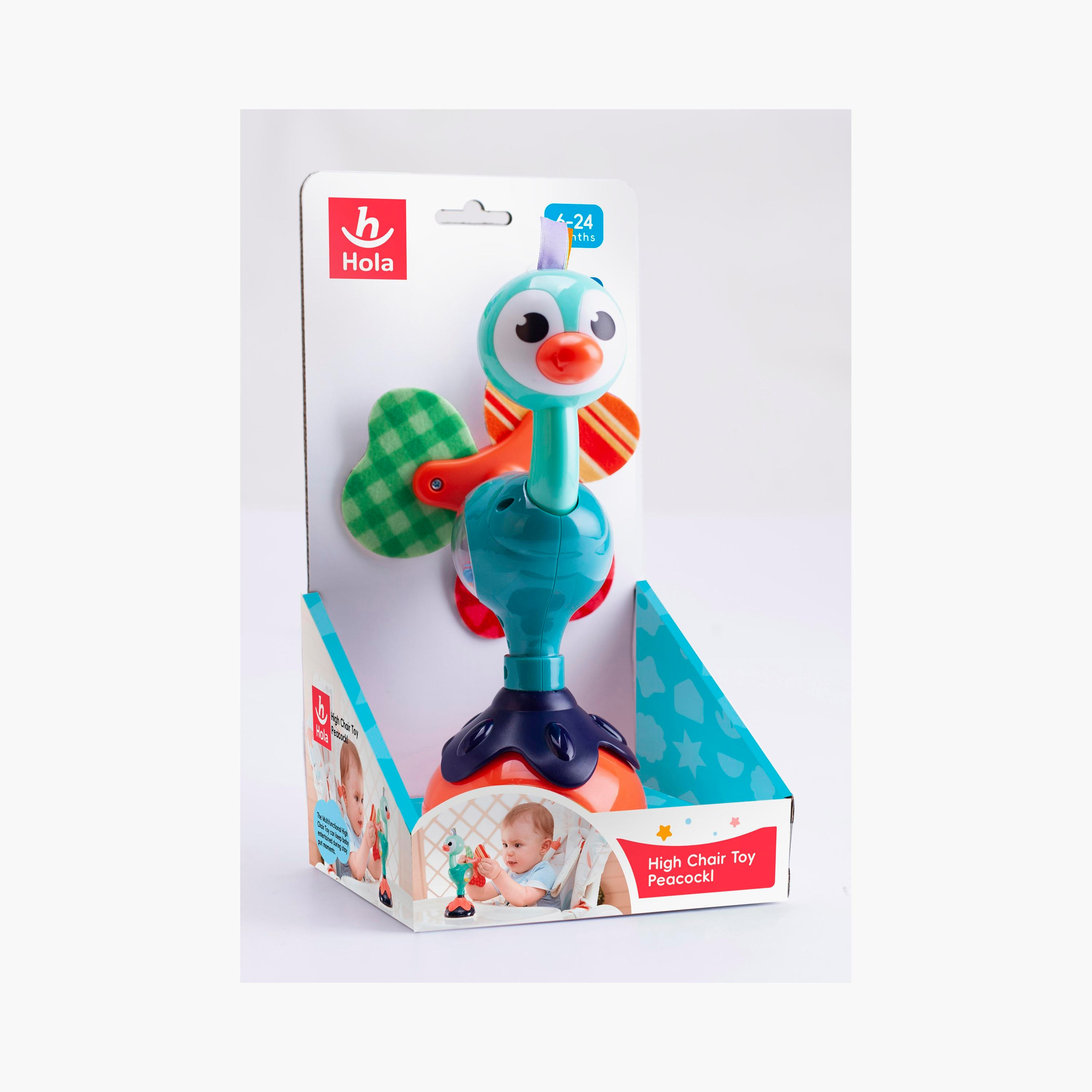 Hola Peacock Highchair Toy with Suction Mealtime Toys - 6 Months+-toys-babyandtoddlertoys-learningtoys-image-6