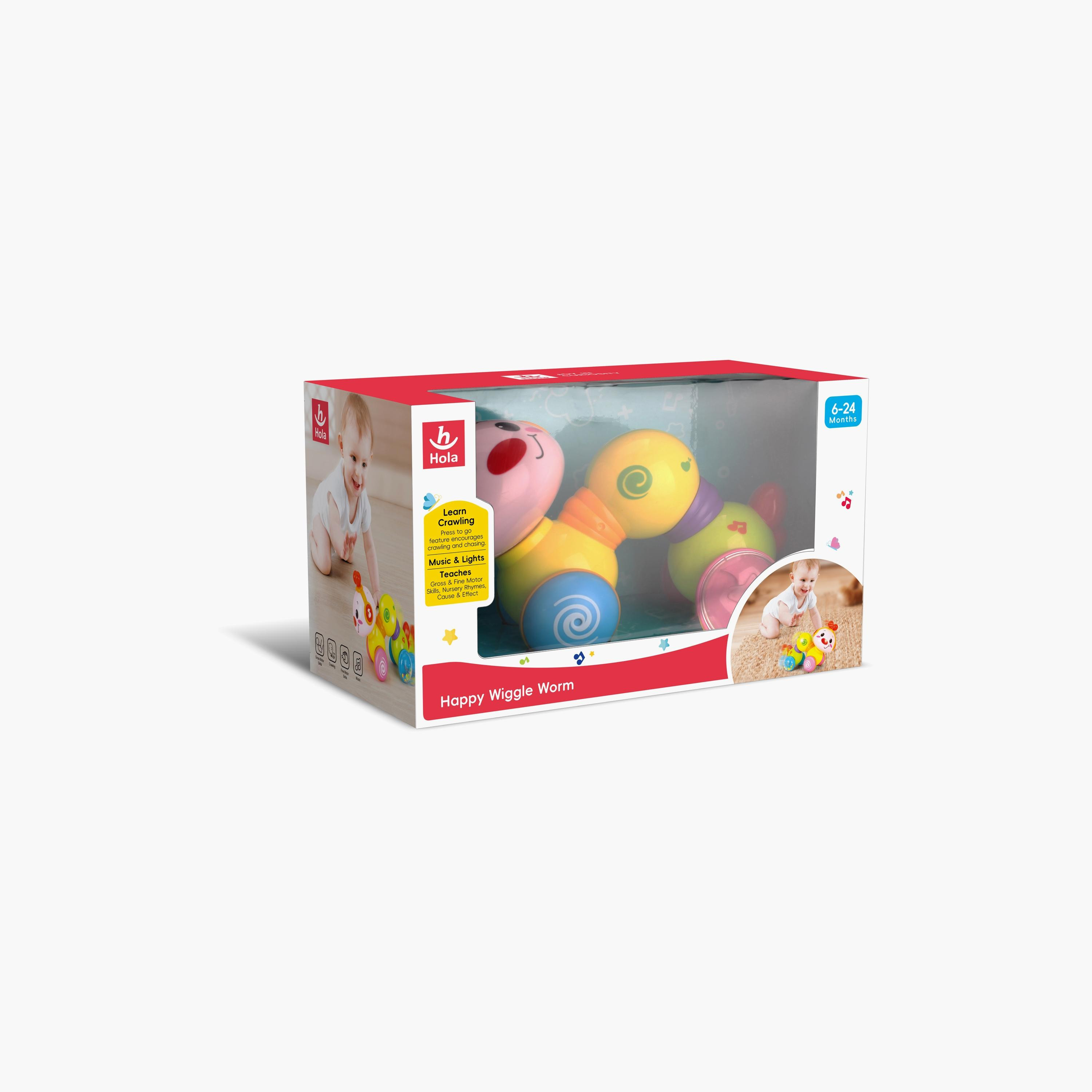 Hola Happy Wiggle Worm Interactive Crawling Toy with Lights - 12 Months+-toys-babyandtoddlertoys-lightsandmusicaltoys-image-6