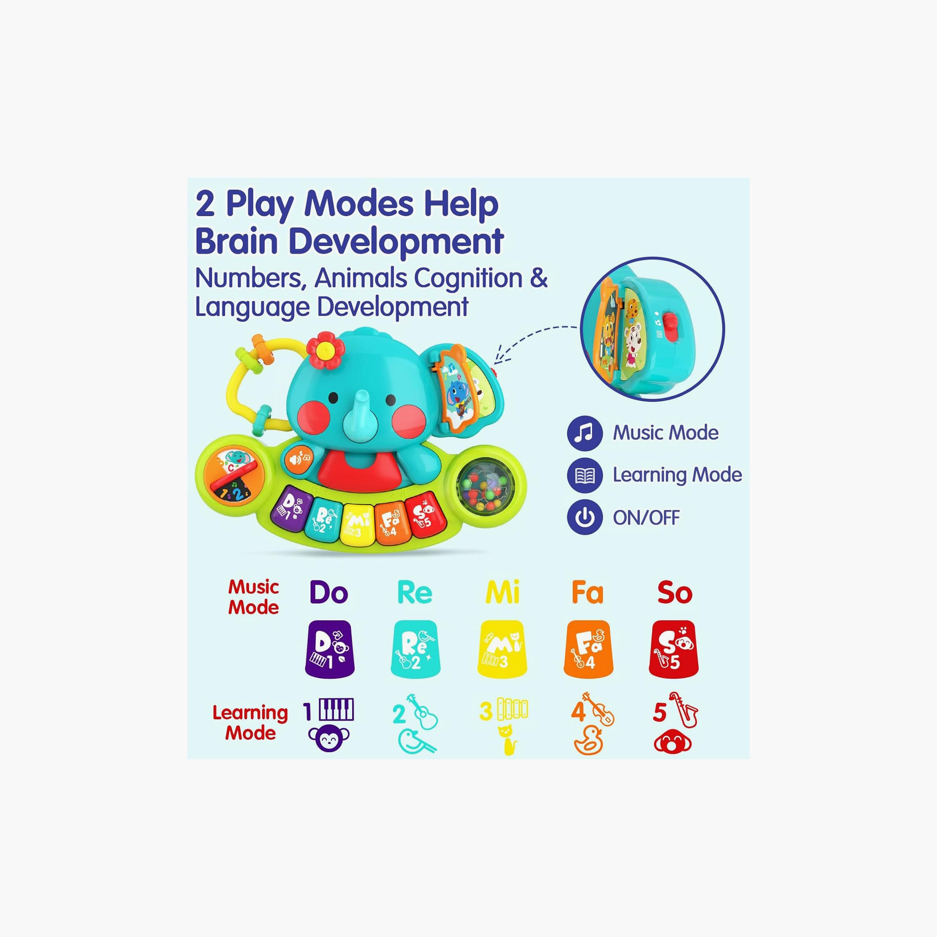 Hola 2-in-1 Musical Elephant Keyboard Interactive Baby Toy - 6 Months+-toys-educational-musicaltoys-image-7
