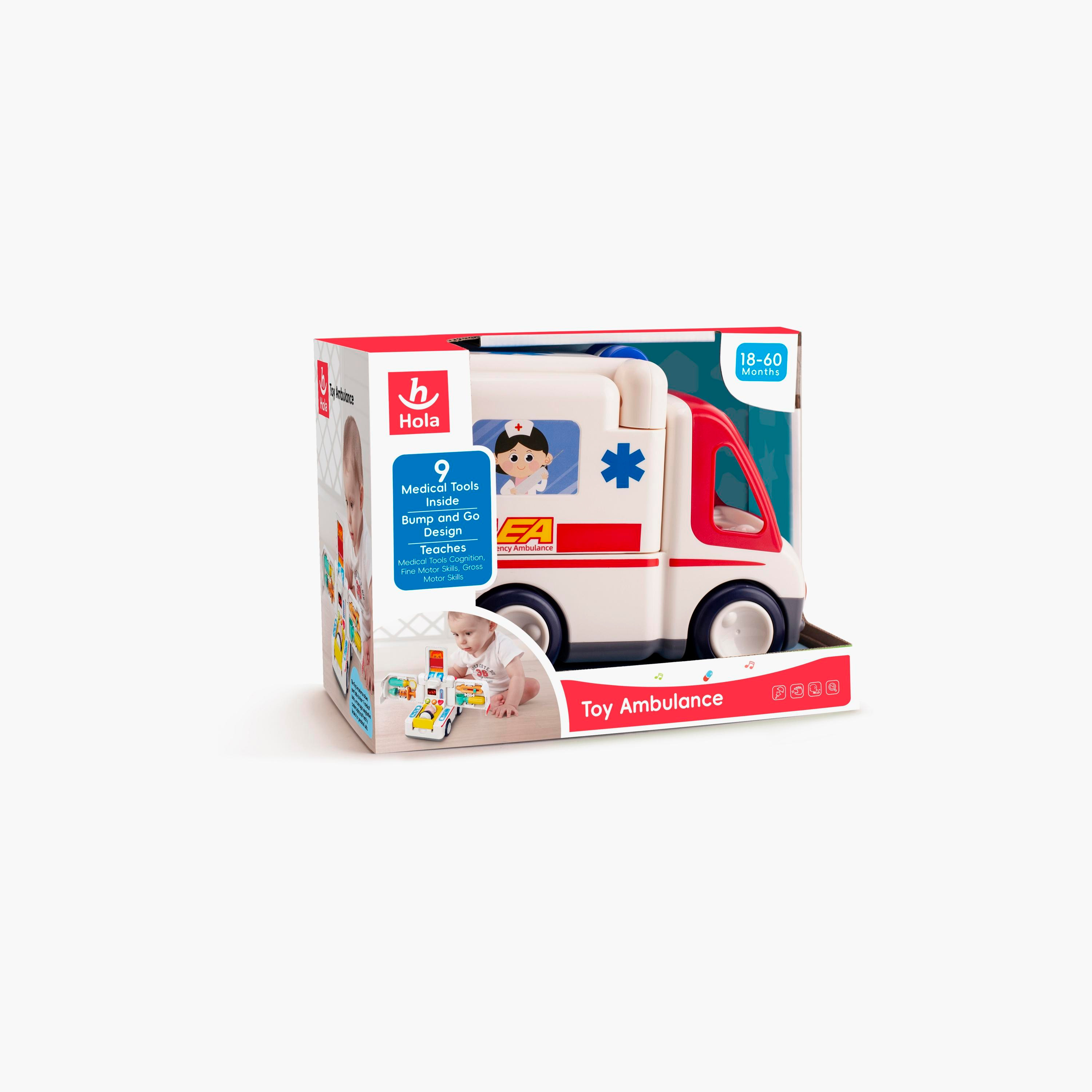 Hola Toy Ambulance with Lights & Sounds & Medical Tools - 3 Years+-toys-playvehicles-vehicleplaysets-image-8