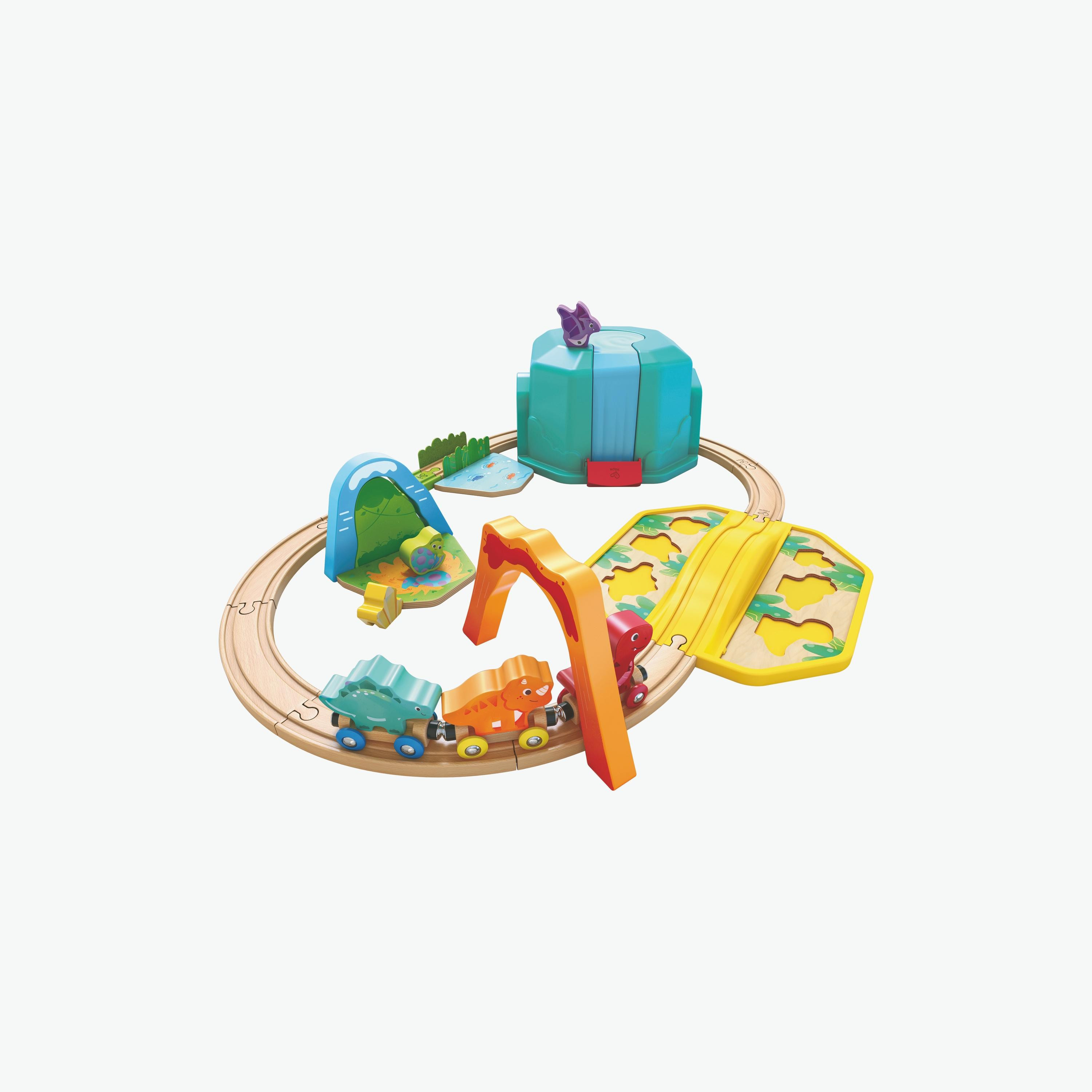 Hape 27-Piece Dinosaur Train Railway Bucket Set-toys-buildingblocks-constructionsets-image-1