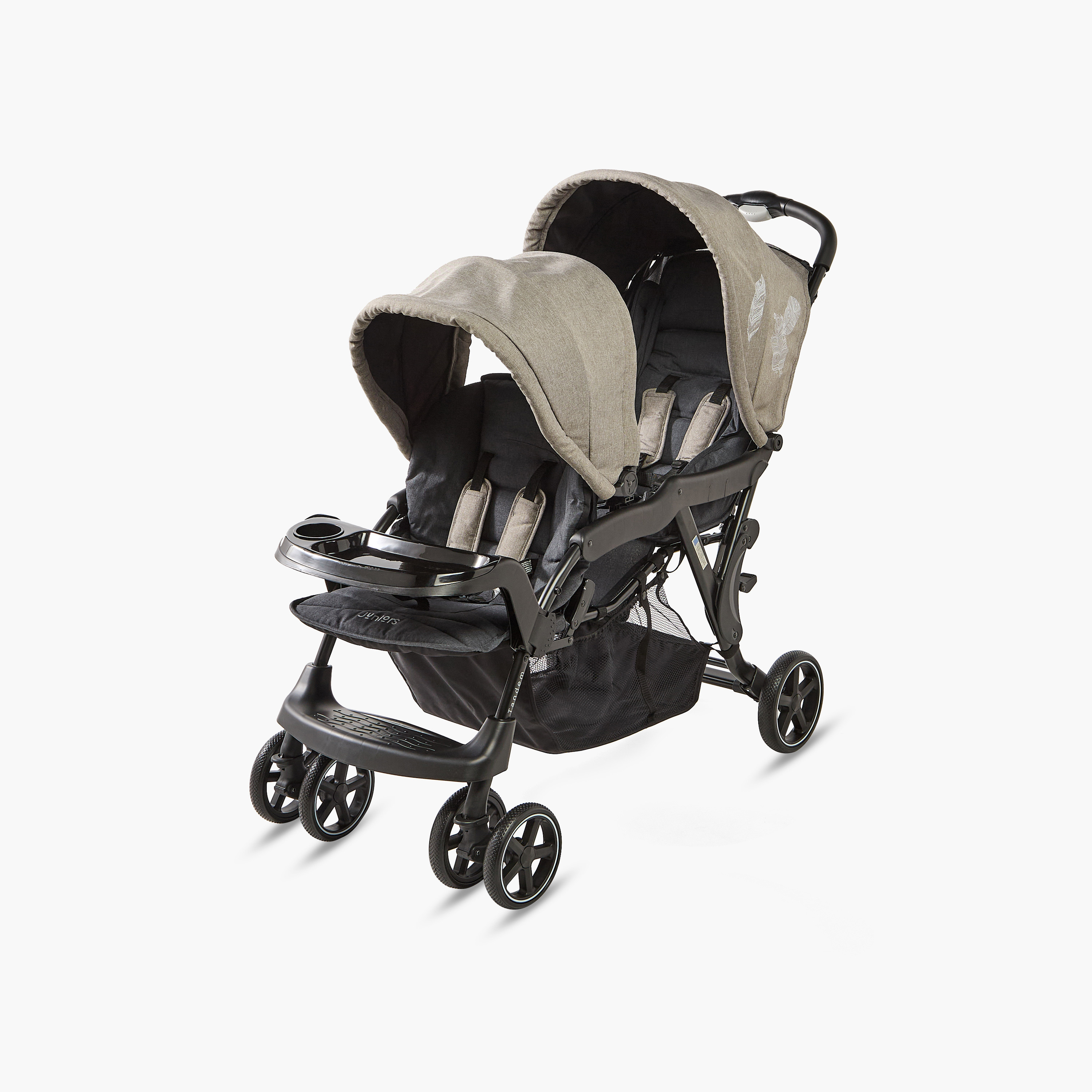 Juniors Tandem Twin Stroller with Push Button Folding System, Metal Frame and Wheel Lock-baby-gear-strollersandprams-strollers-image-2