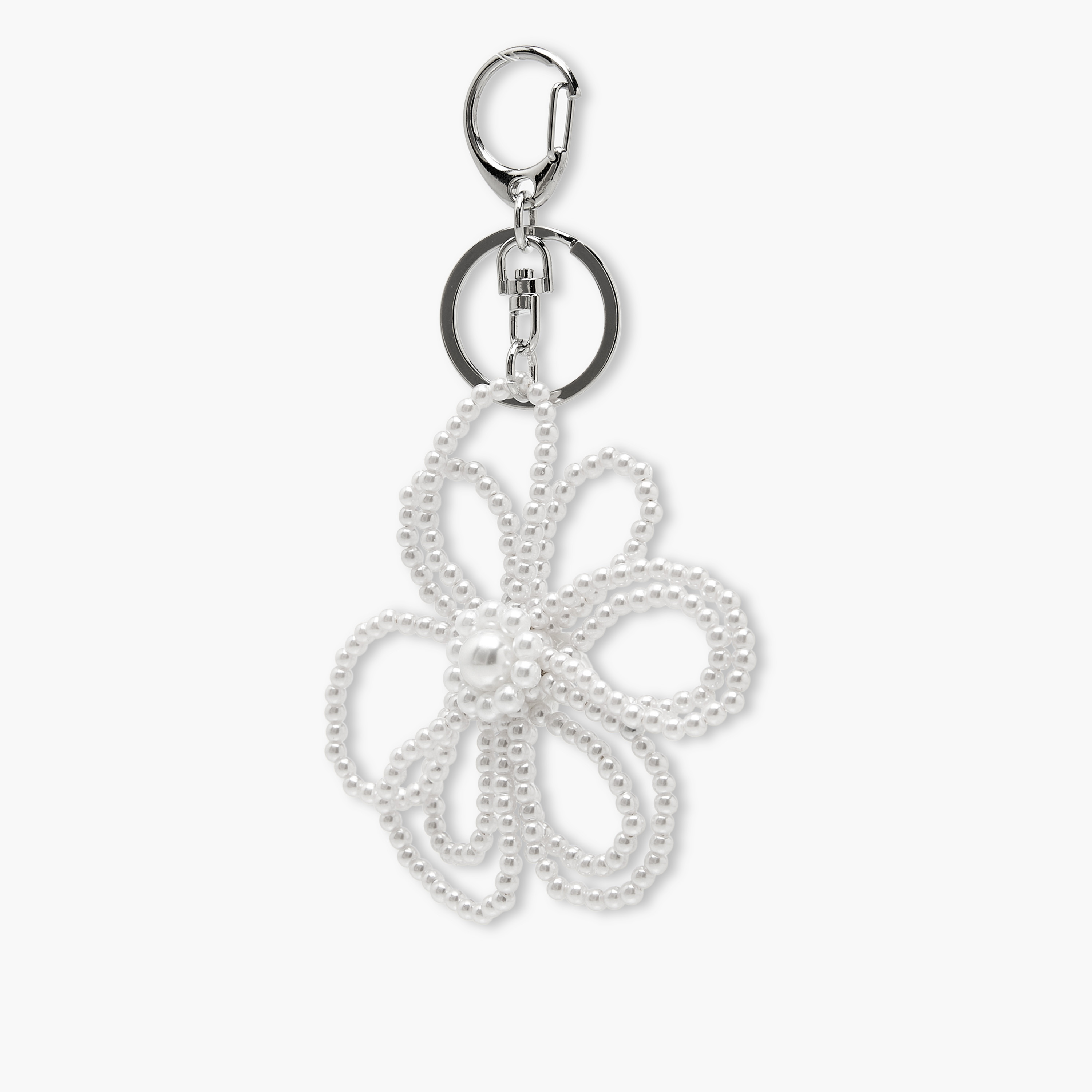 Charmz Pearl Embellished Flower Keyring with Lobster Clasp Closure-girls-accessories-keyringsandbagcharms-image-1