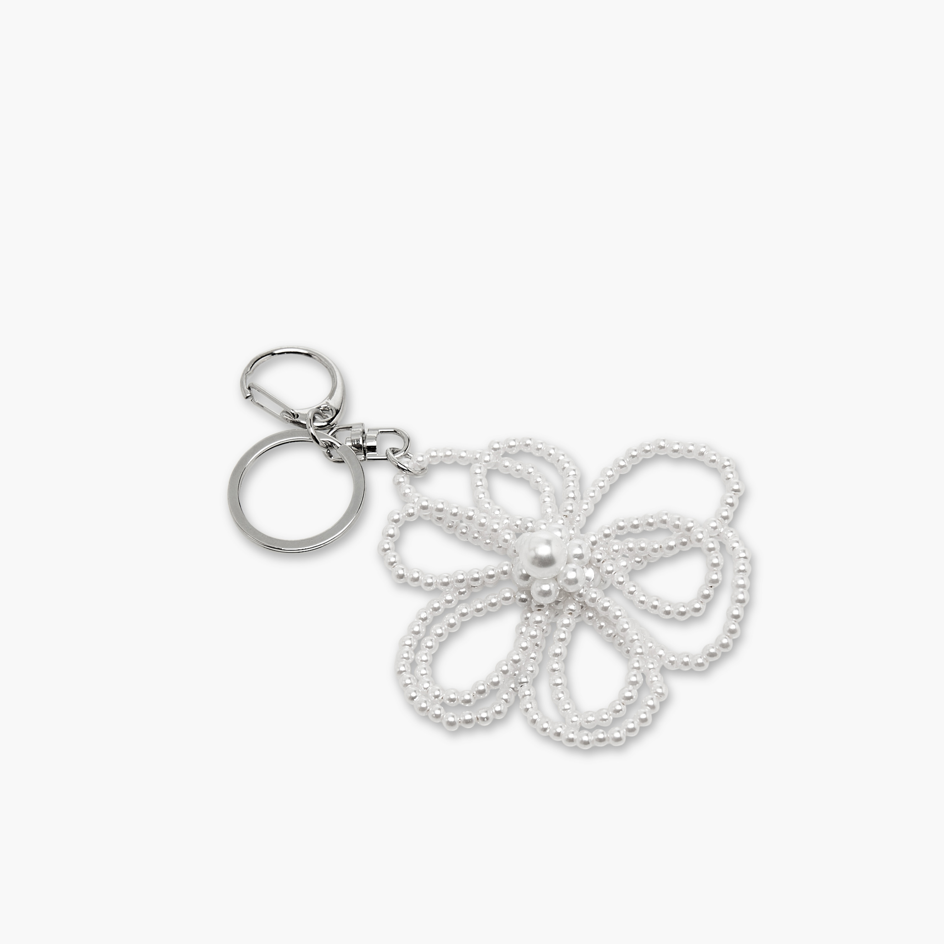 Charmz Pearl Embellished Flower Keyring with Lobster Clasp Closure-girls-accessories-keyringsandbagcharms-image-2