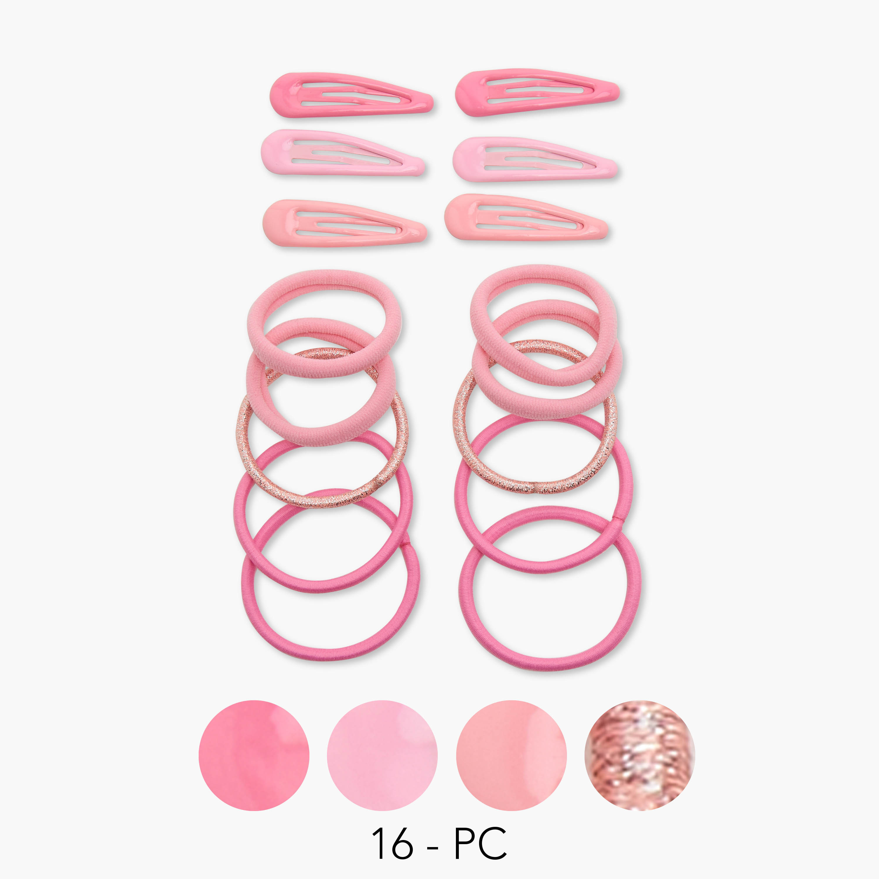 طقم مشابك وأربطة شعر سادة 16 قطعة من تشارمز-girls-accessories-hairaccessories-image-1