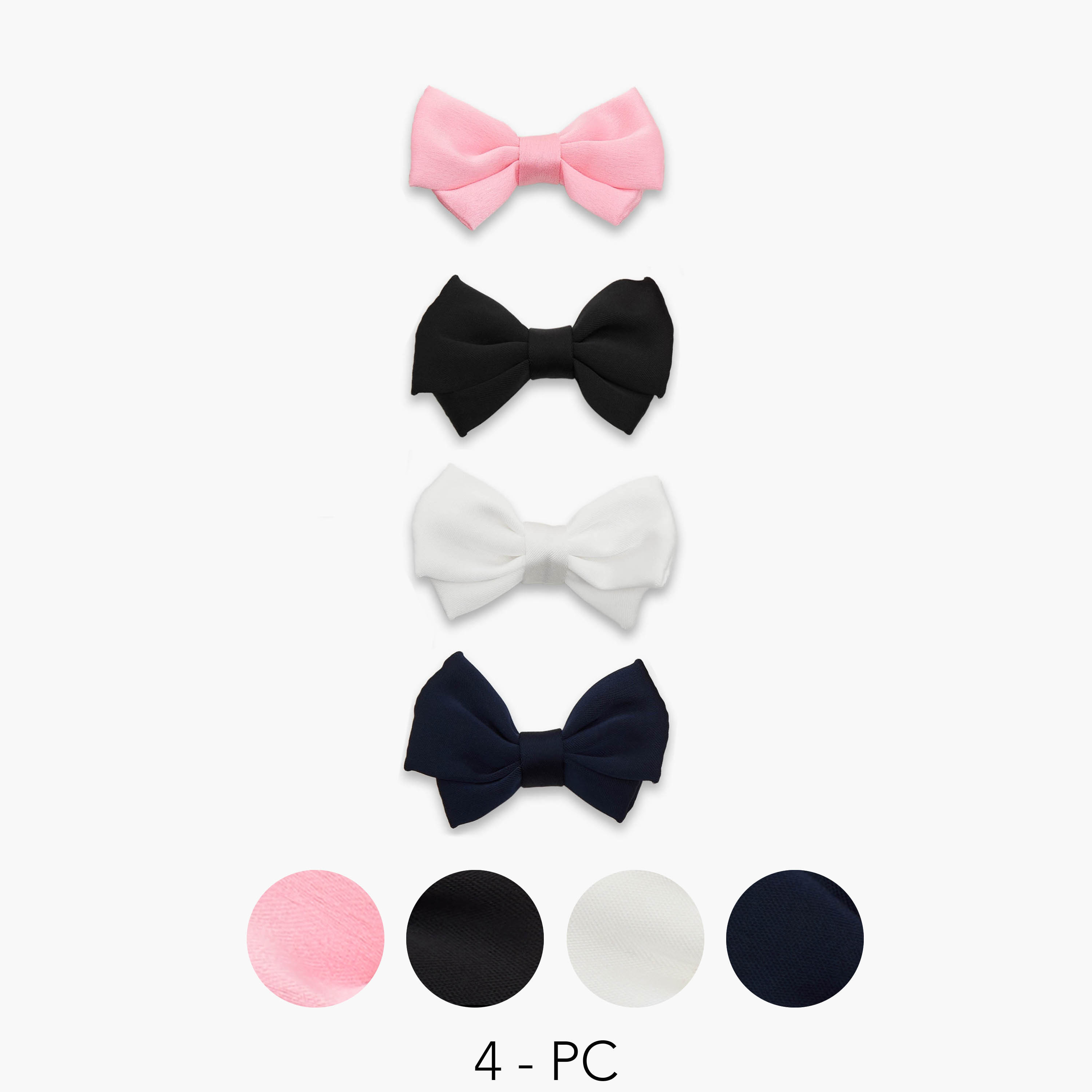 مشابك شعر سادة بفيونكة من تشارمز - طقم من 4 قطع-girls-accessories-hairaccessories-image-1