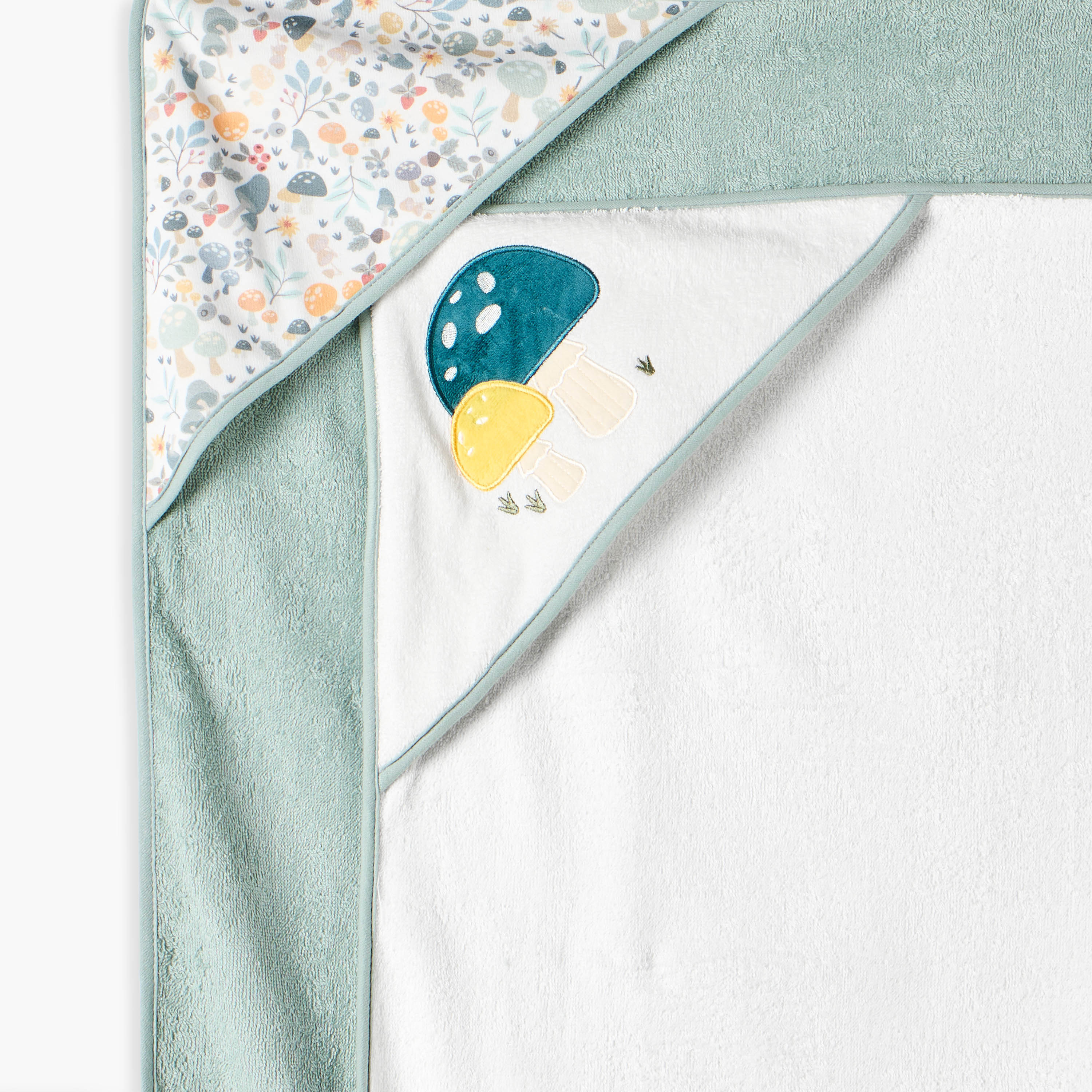 Juniors 2-Piece Mushroom Embroidered Hooded Towel Set - 75x75 cm-baby-bathandcare-towels-image-5