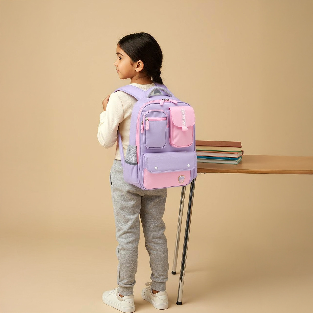 Juniors Colourblock Backpack with Adjustable Straps and Zip Closure - 16 inches-school-bagsandbackpacks-backpacks-image-4