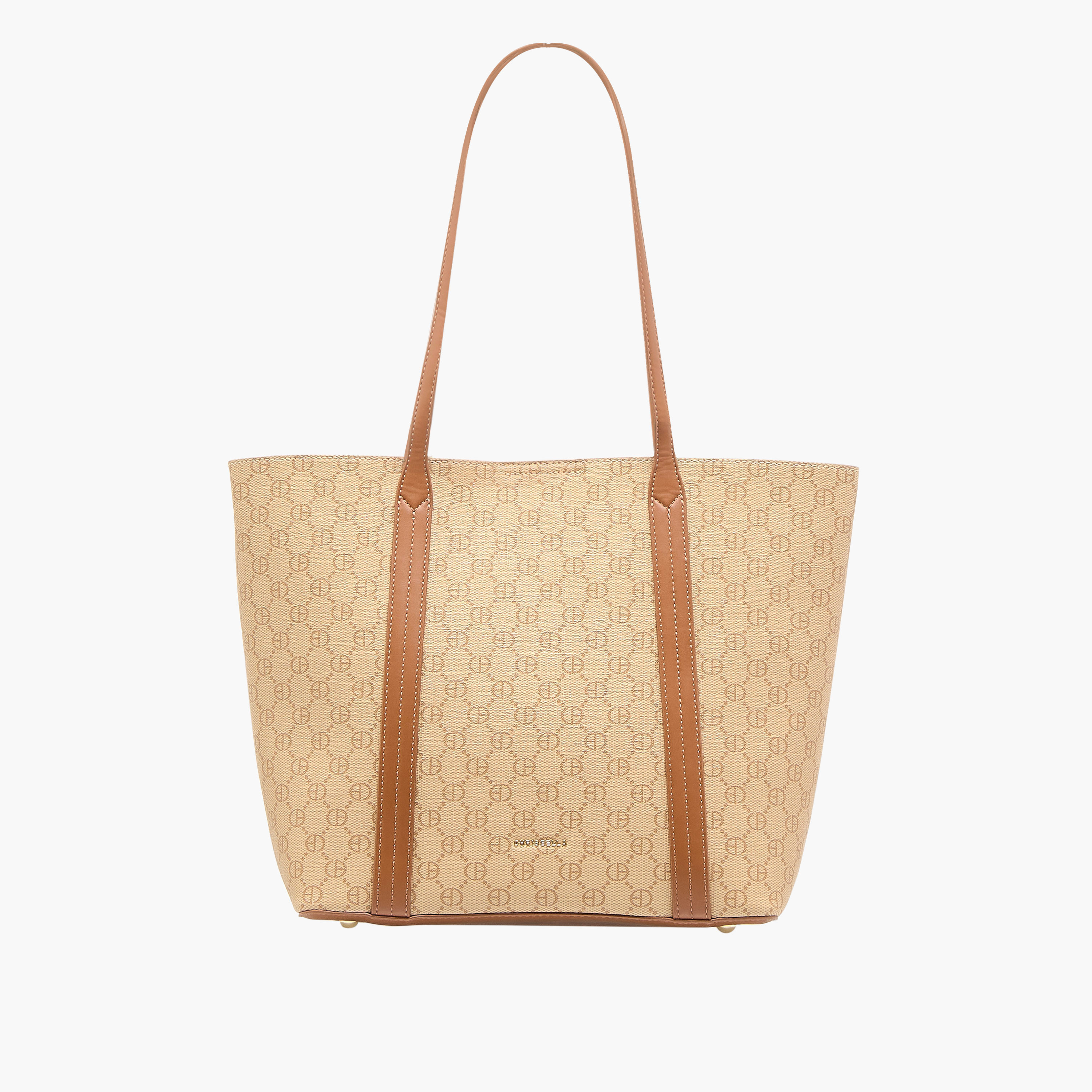 شنطة توتي بطبعات بمقابض مزدوجة مع محفظة بسحّاب دائري من كريسبيلا-women-bagsandwallets-handbags-image-3