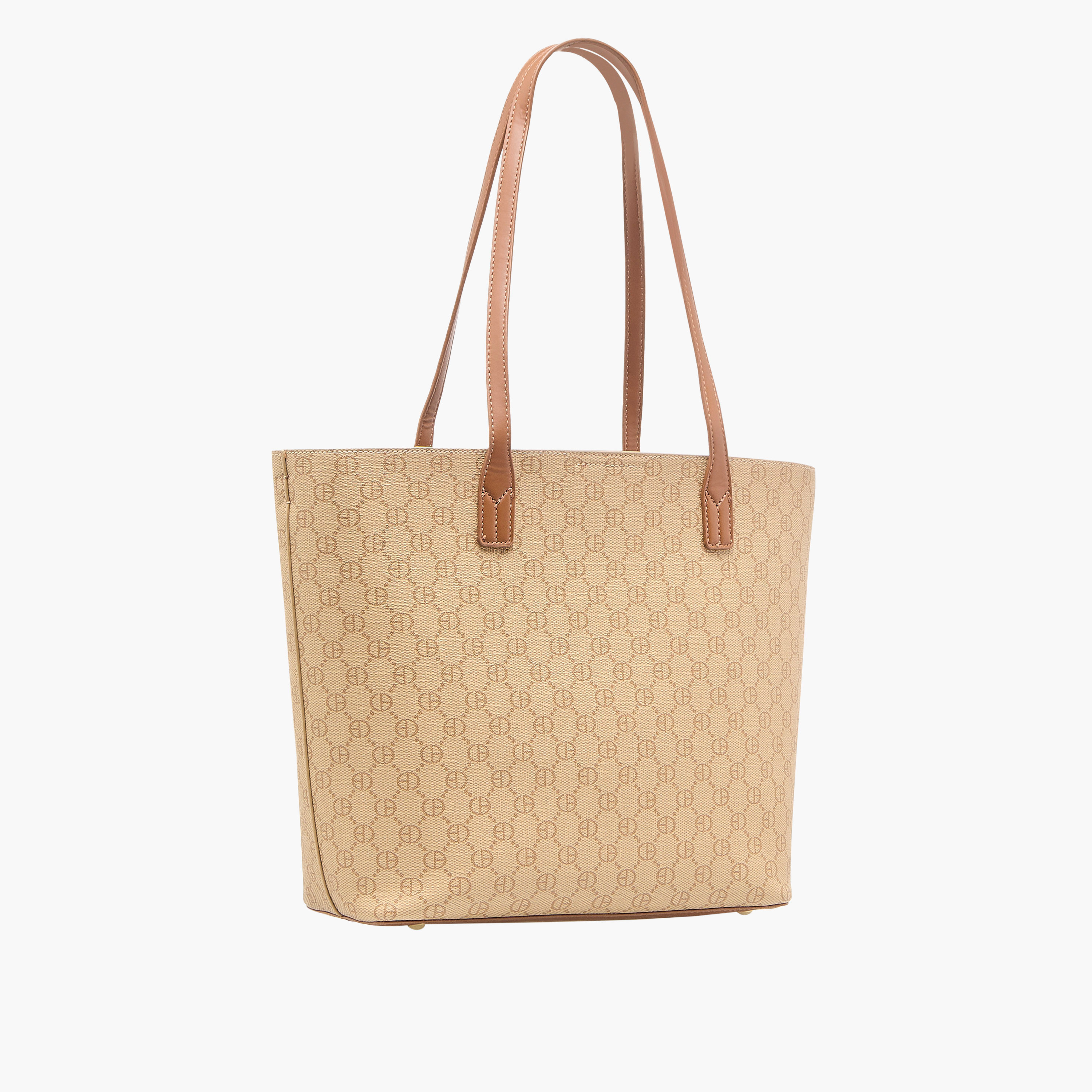 شنطة توتي بطبعات بمقابض مزدوجة مع محفظة بسحّاب دائري من كريسبيلا-women-bagsandwallets-handbags-image-4