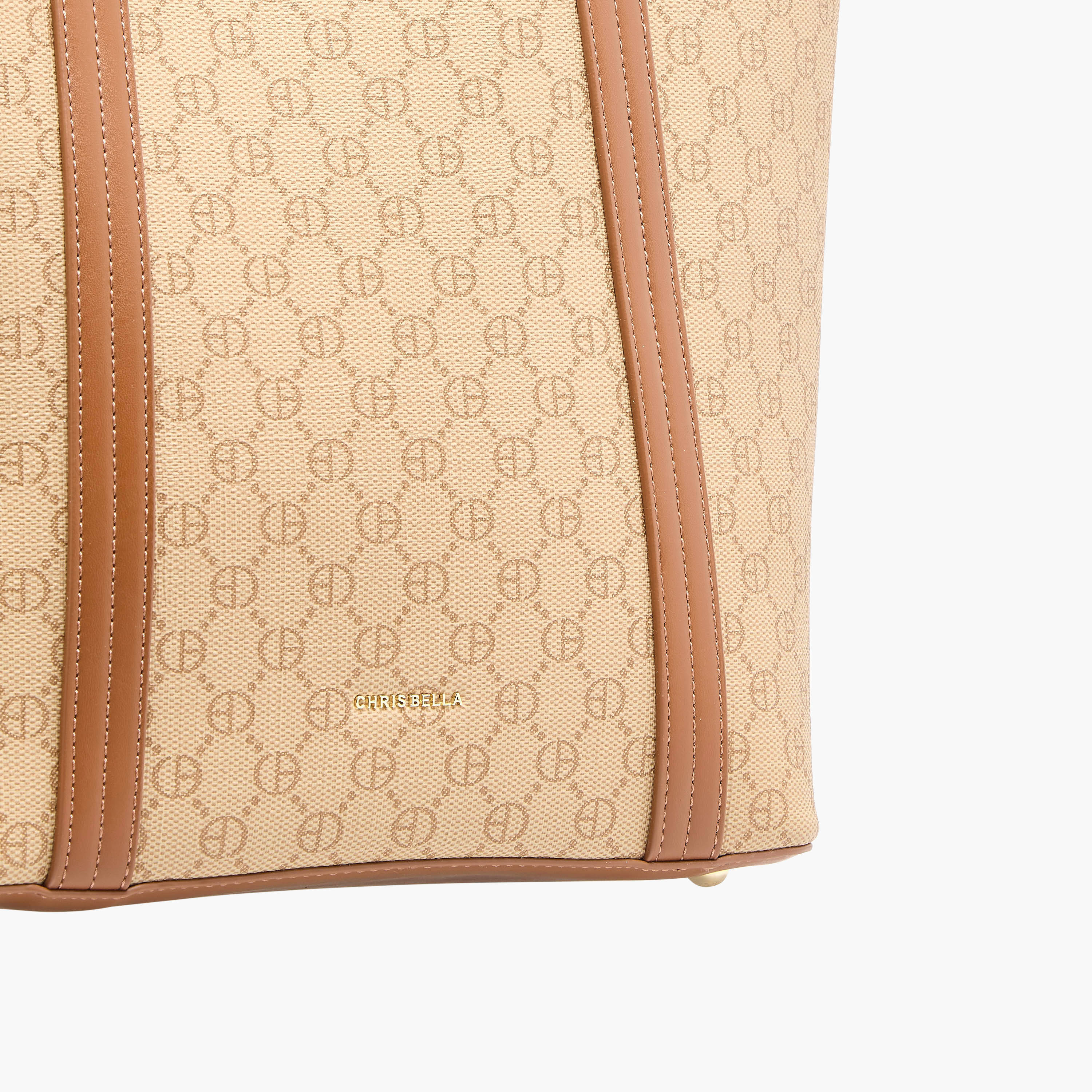 شنطة توتي بطبعات بمقابض مزدوجة مع محفظة بسحّاب دائري من كريسبيلا-women-bagsandwallets-handbags-image-7