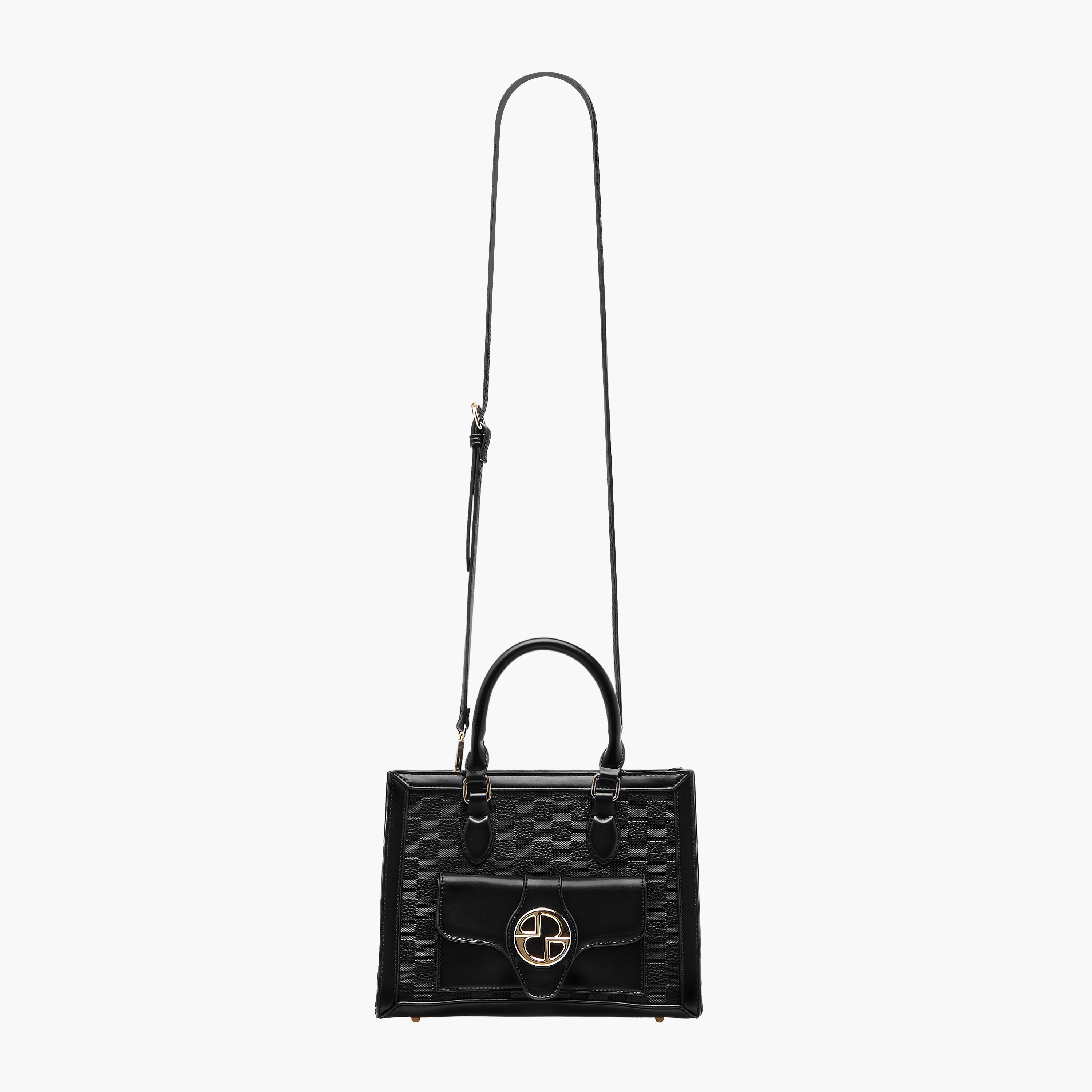 شنطة توت بنقوش كاروهات ومقبض مزدوج من ساشا-women-bagsandwallets-handbags-image-3