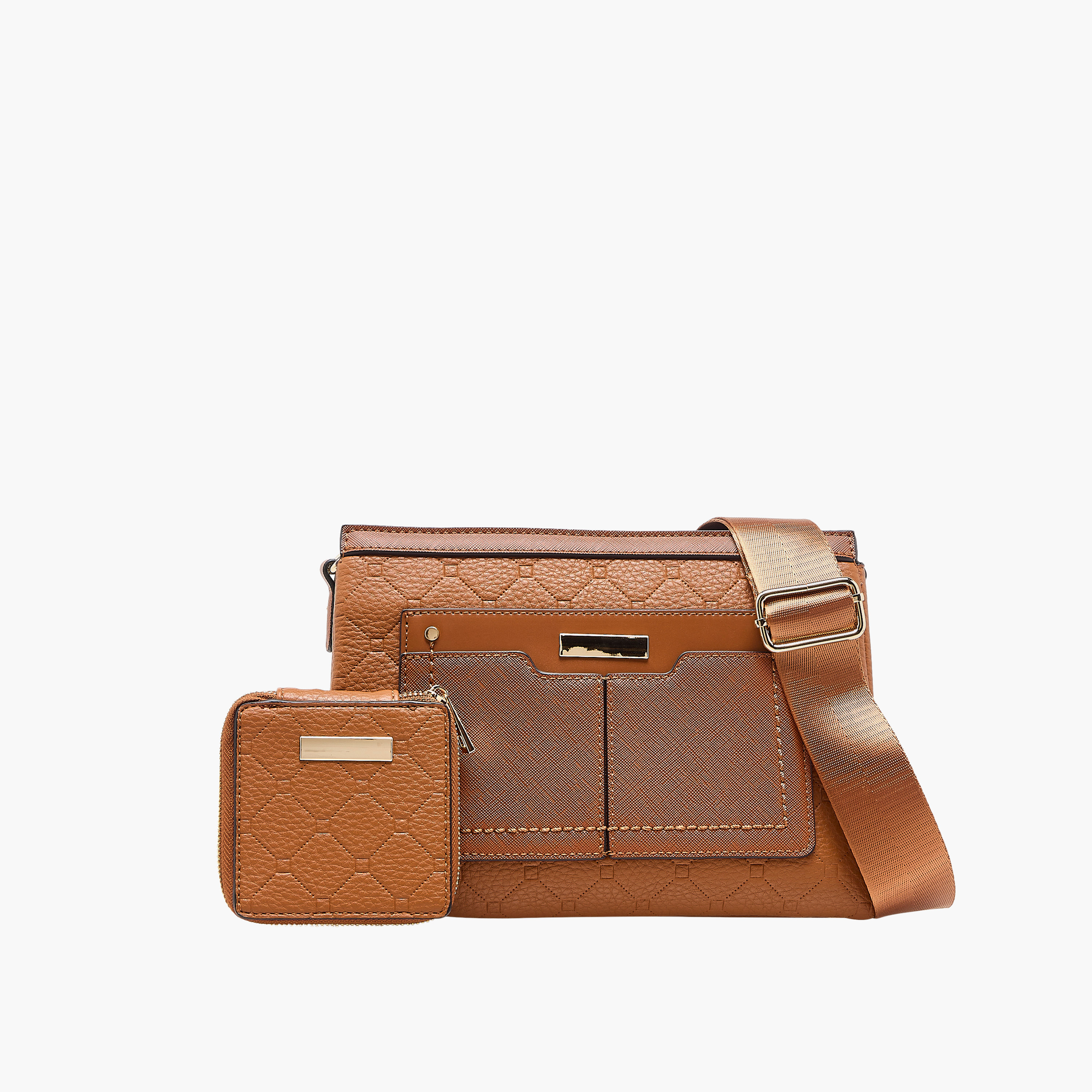 شنطة كروس بودي منقوشة بسحاب إغلاق مع شنطة قابلة للفصل من ساشا-women-bagsandwallets-handbags-image-1