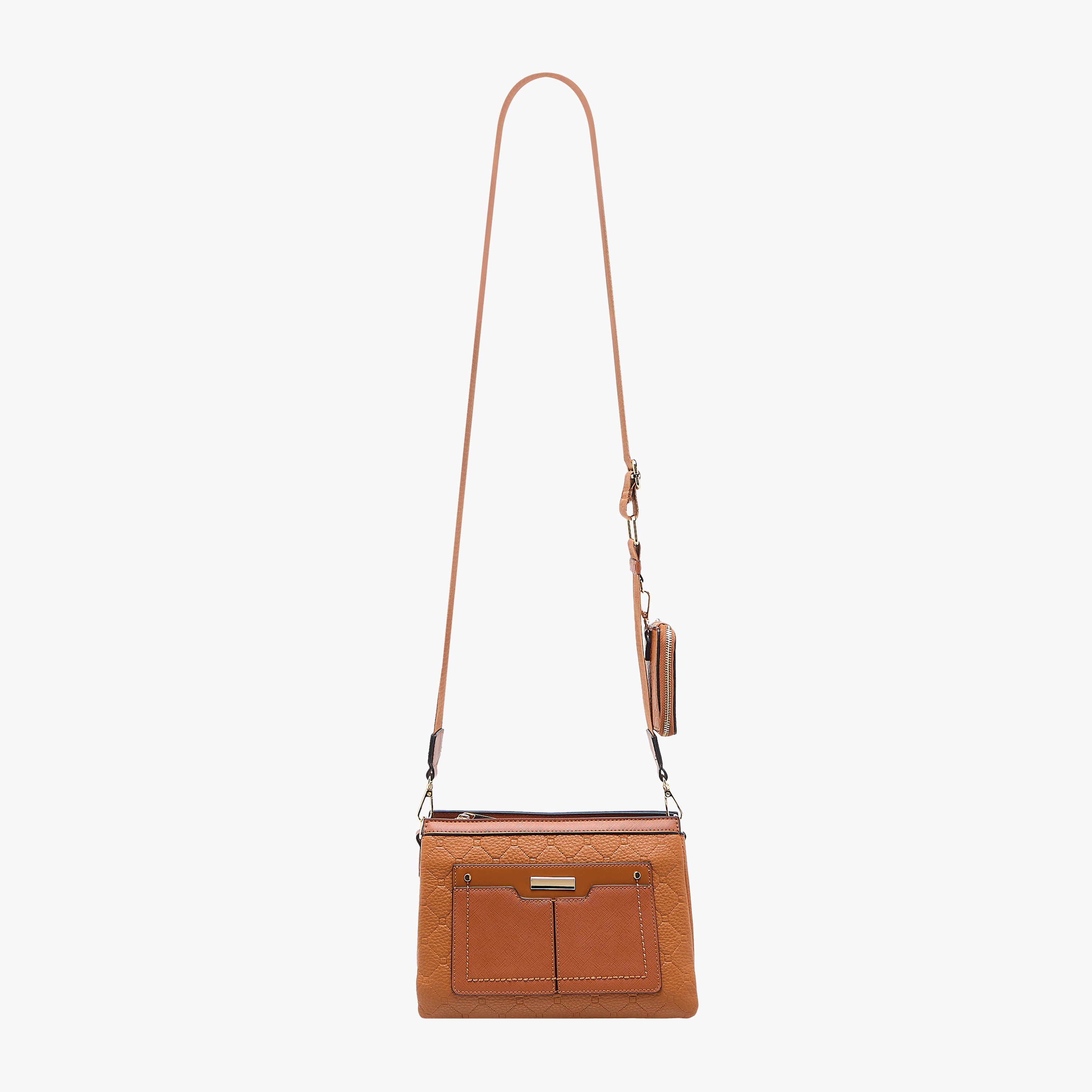 شنطة كروس بودي منقوشة بسحاب إغلاق مع شنطة قابلة للفصل من ساشا-women-bagsandwallets-handbags-image-3