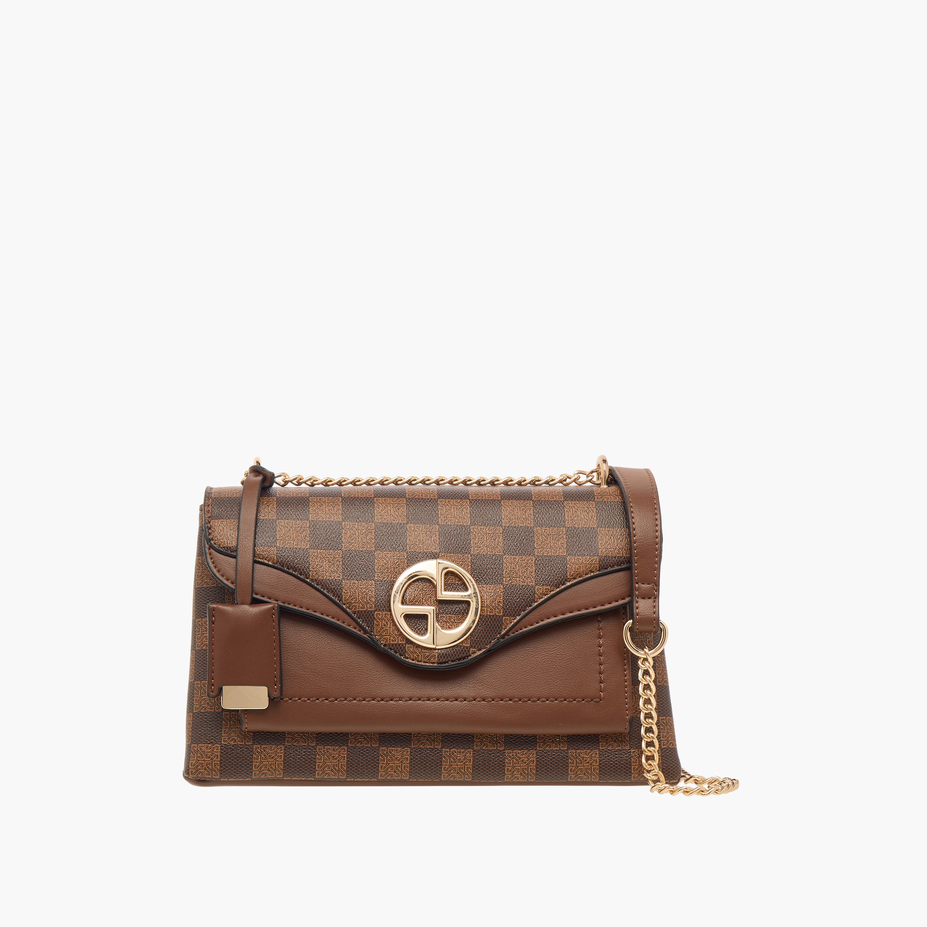 Sasha Checked Crossbody Bag with Chain Strap-women-bagsandwallets-handbags-image-1