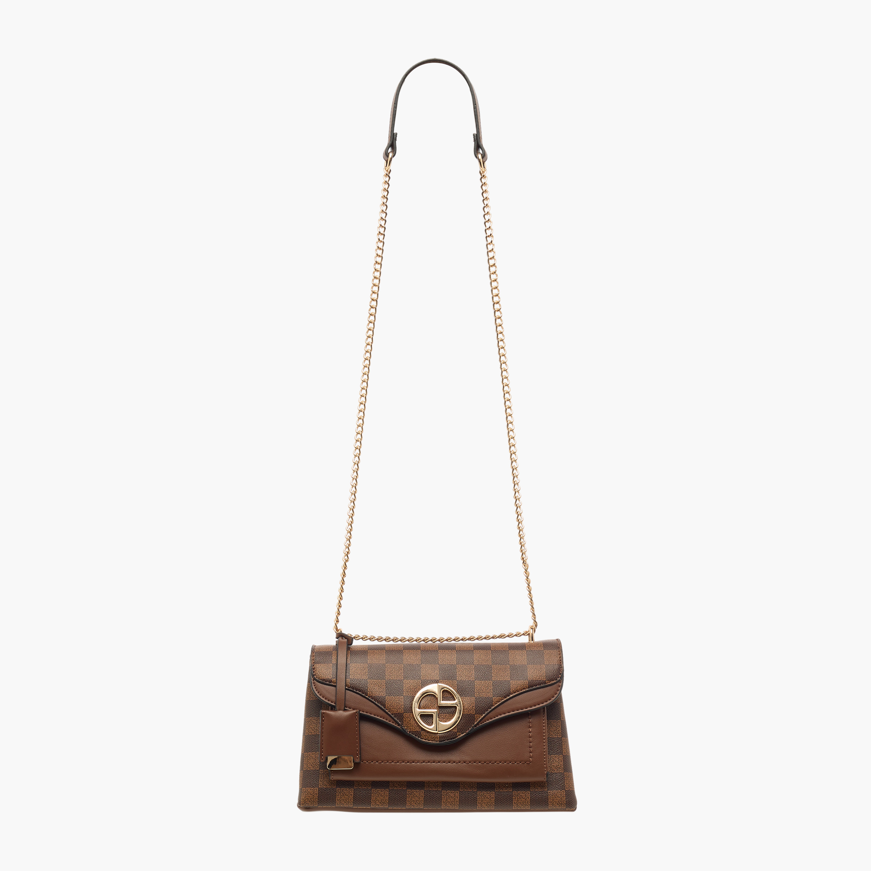 Sasha Checked Crossbody Bag with Chain Strap-women-bagsandwallets-handbags-image-3