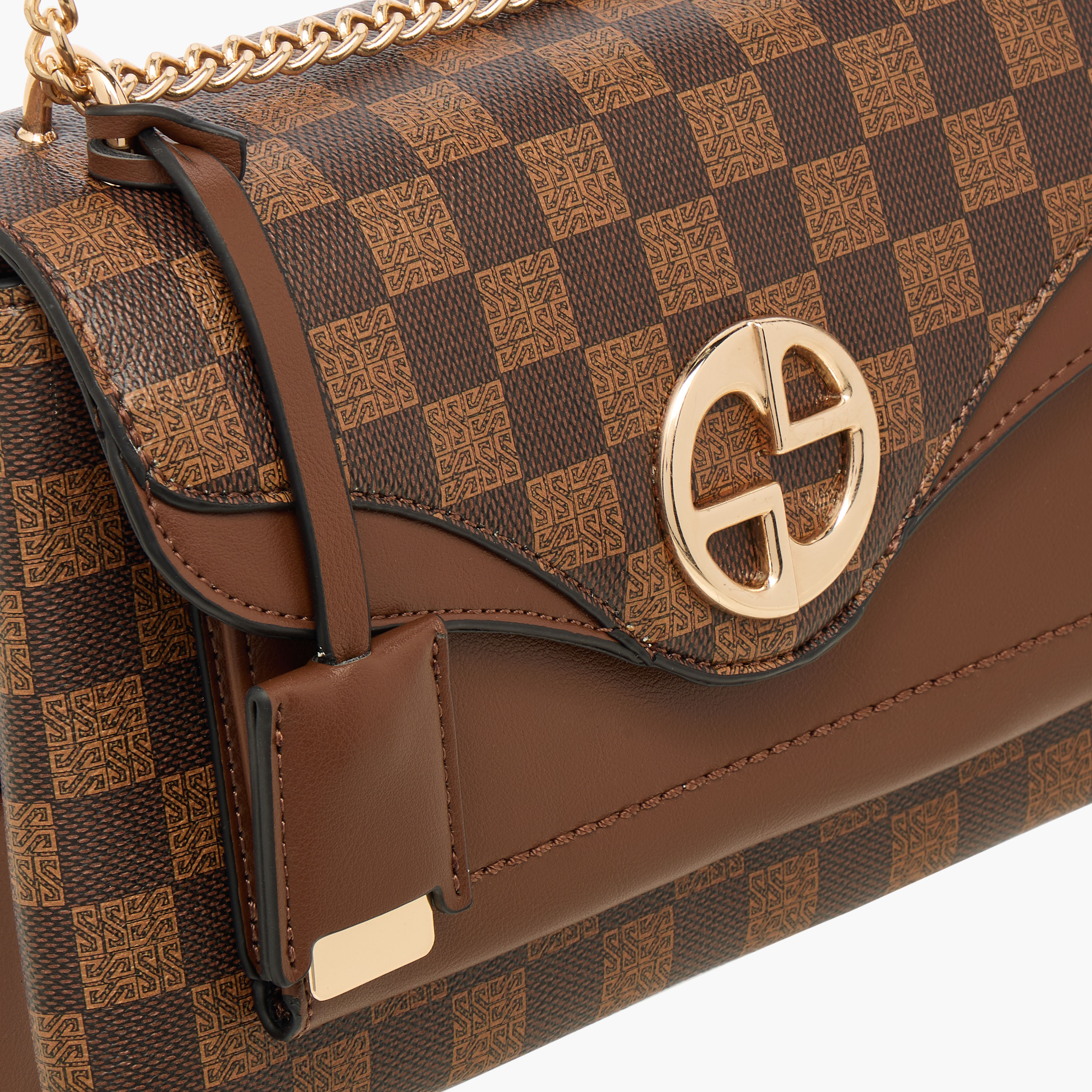 Sasha Checked Crossbody Bag with Chain Strap-women-bagsandwallets-handbags-image-5